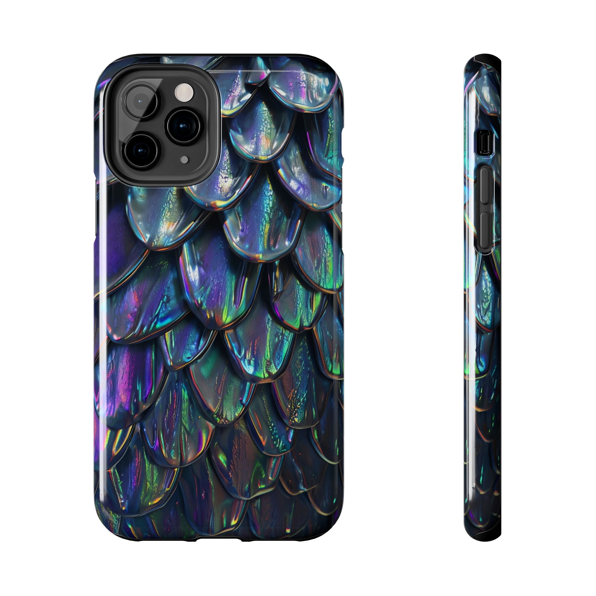 Holographic Mermaid Scale Tough Phone Case — Iridescent Protective Phone Cover