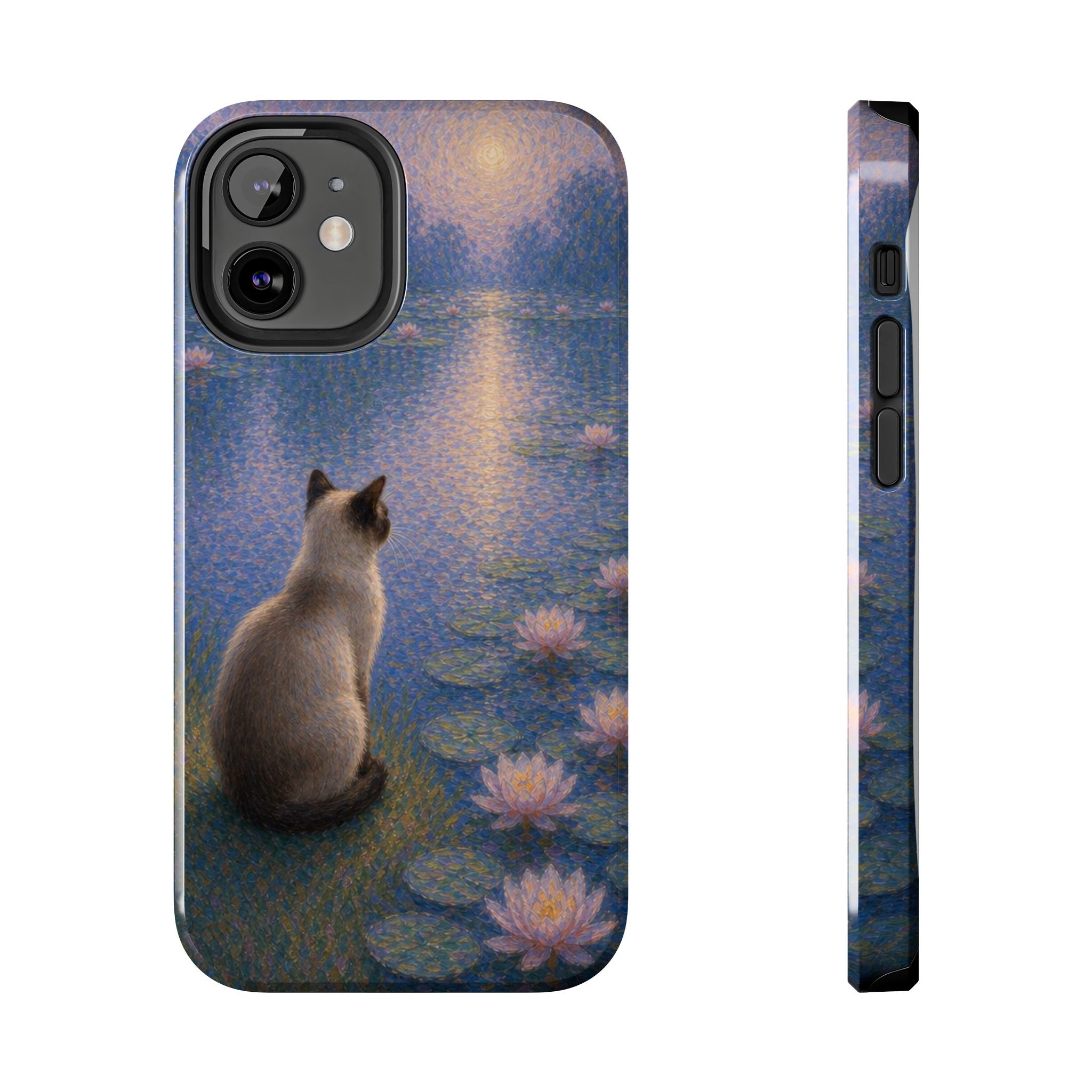 Siamese Cat by Moonlight Tough Phone Case – Waterlily Dream Protective Cover