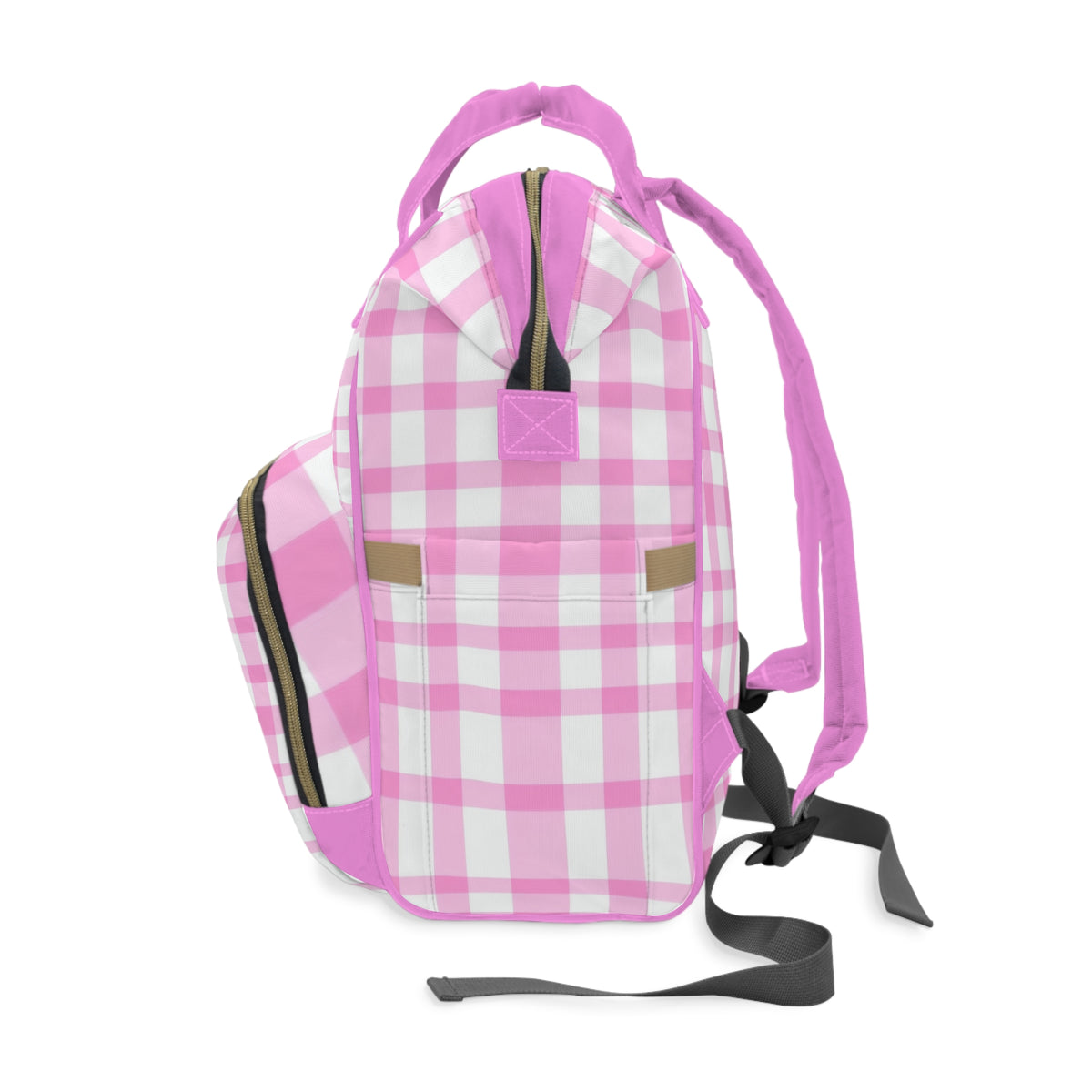 Pink Gingham Multifunctional Diaper Backpack