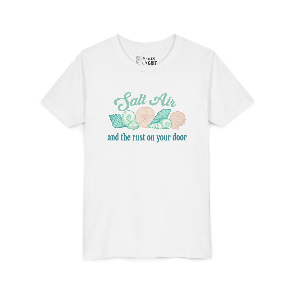 Salt Air seashells and the rust on your door Youth Tee | beach coastal design