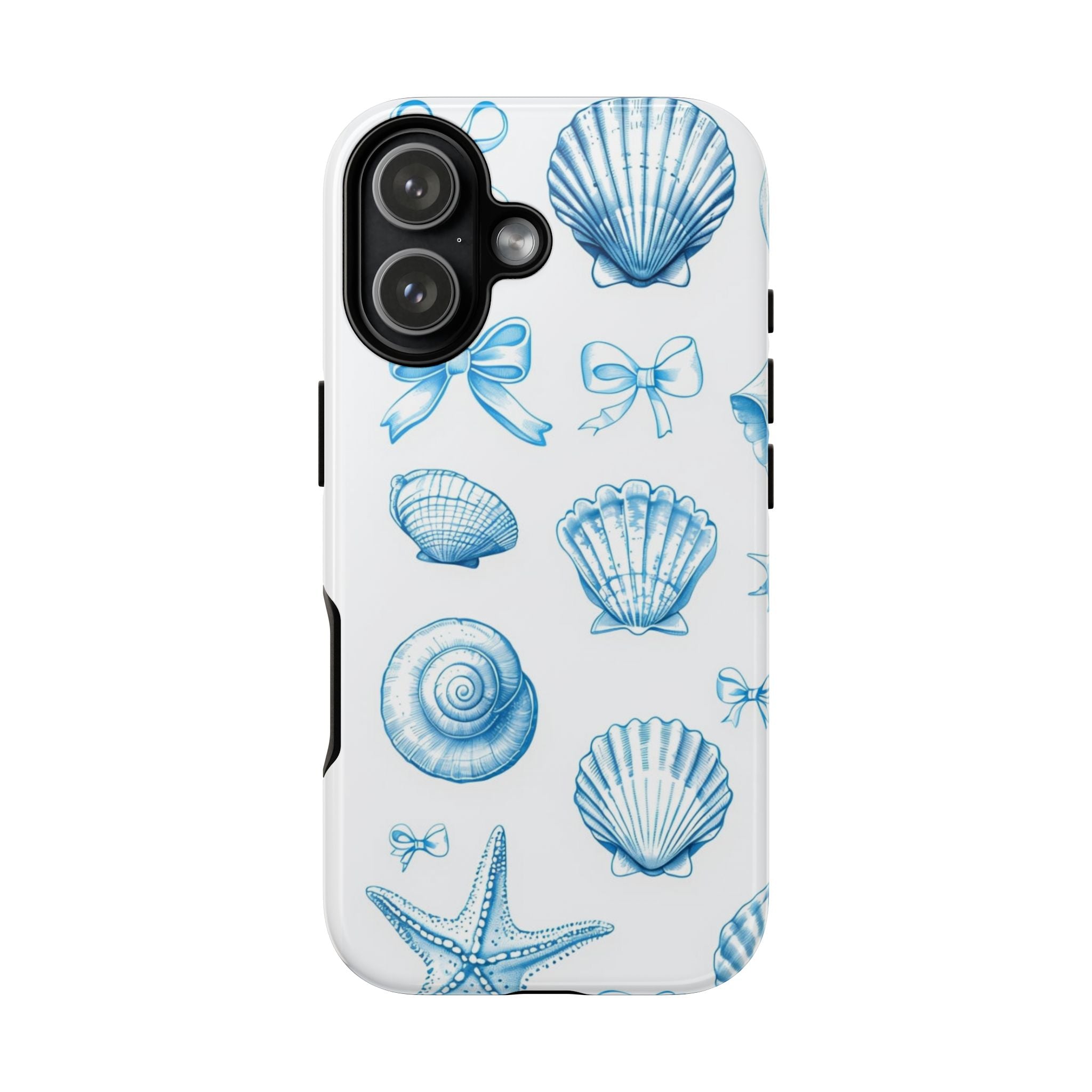 Seaside Shells Phone Case — Blue Nautical Shell & Starfish Pattern
