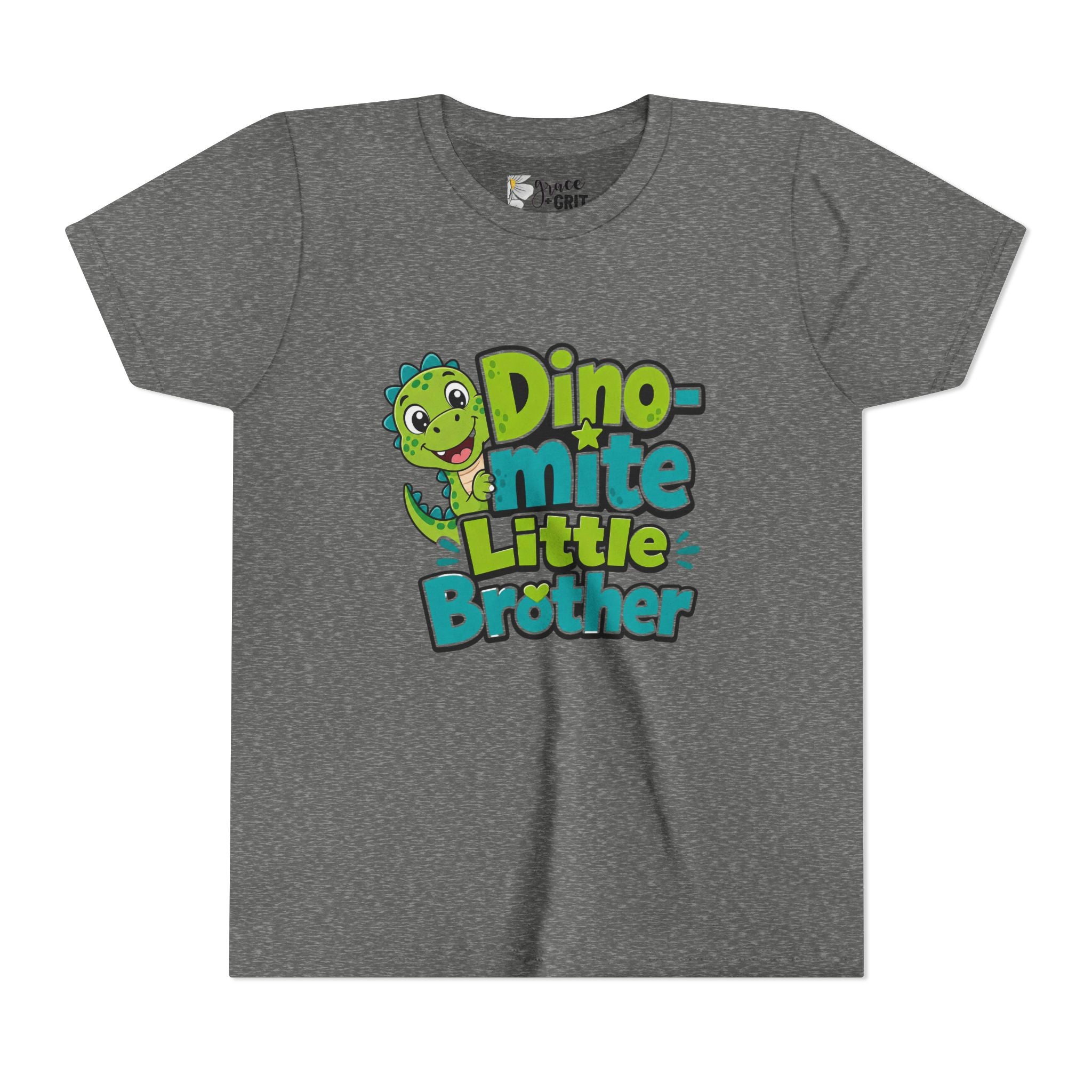 Youth T‑Shirt — 'Dino-mite Little Brother' Cute Dino Graphic Tee