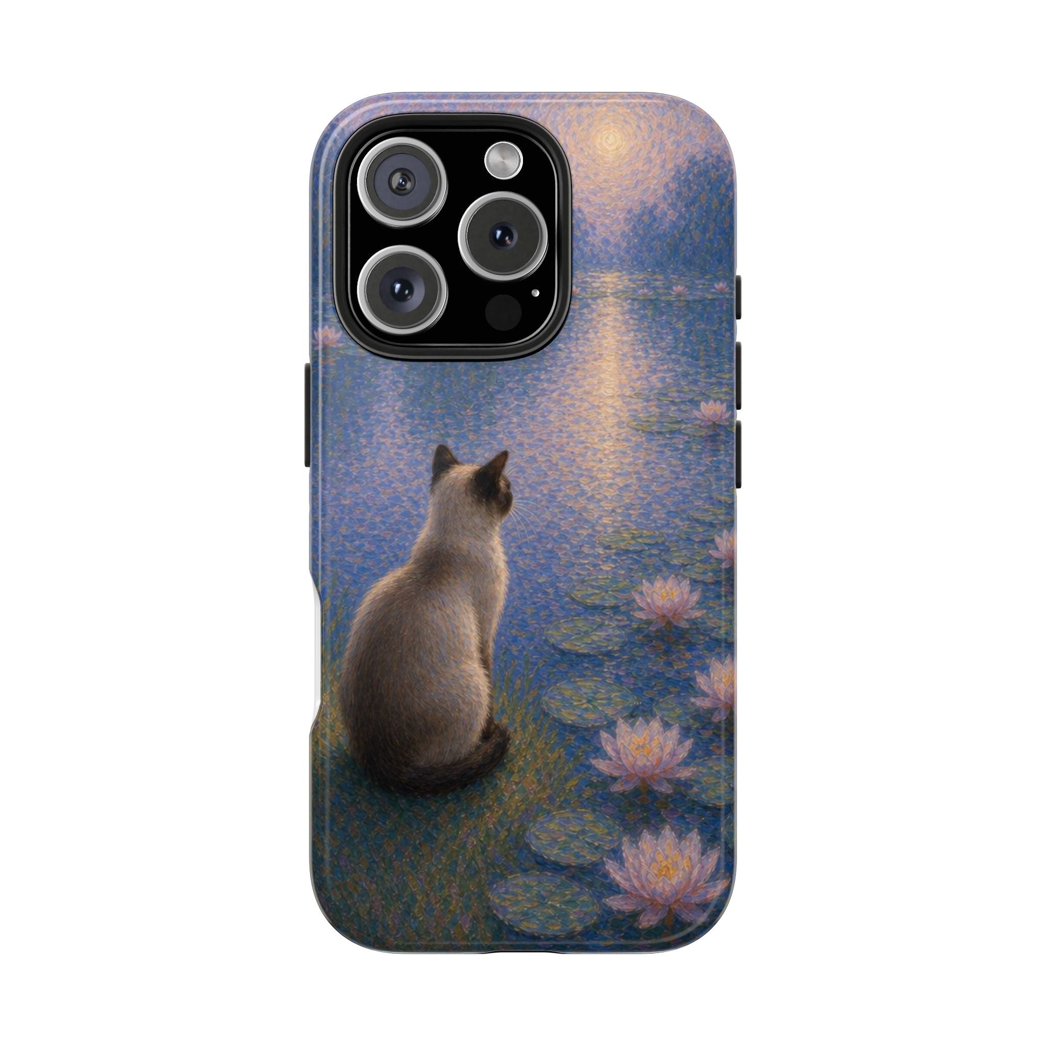 Siamese Cat by Moonlight Tough Phone Case – Waterlily Dream Protective Cover