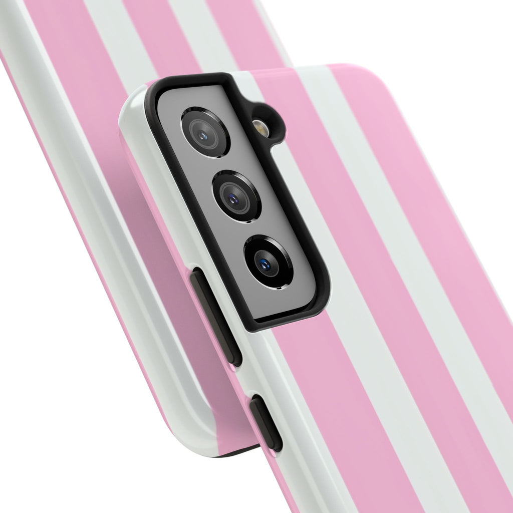 Pink & White Stripe Tough Phone Case — Protective Stripe iPhone Cover