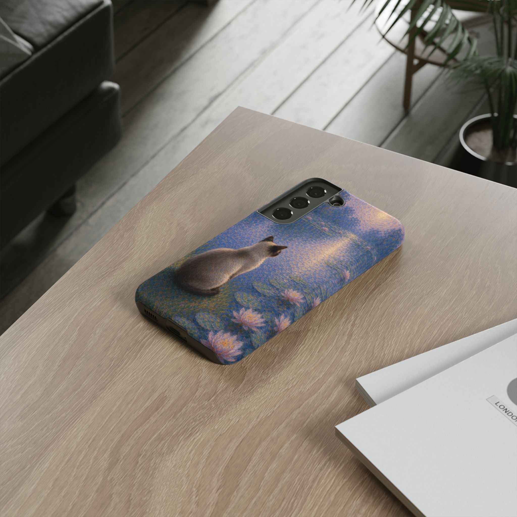 Cat Moonlight Phone Case — Serene Siamese by Lily Pond