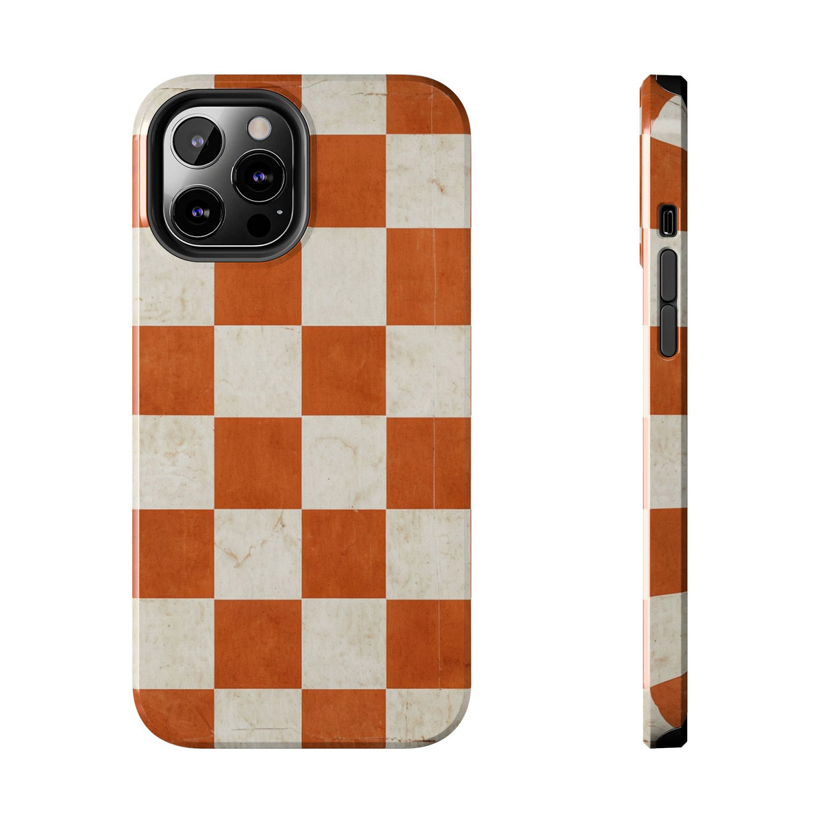 Orange and Cream Checkerboard Tough Phone Case