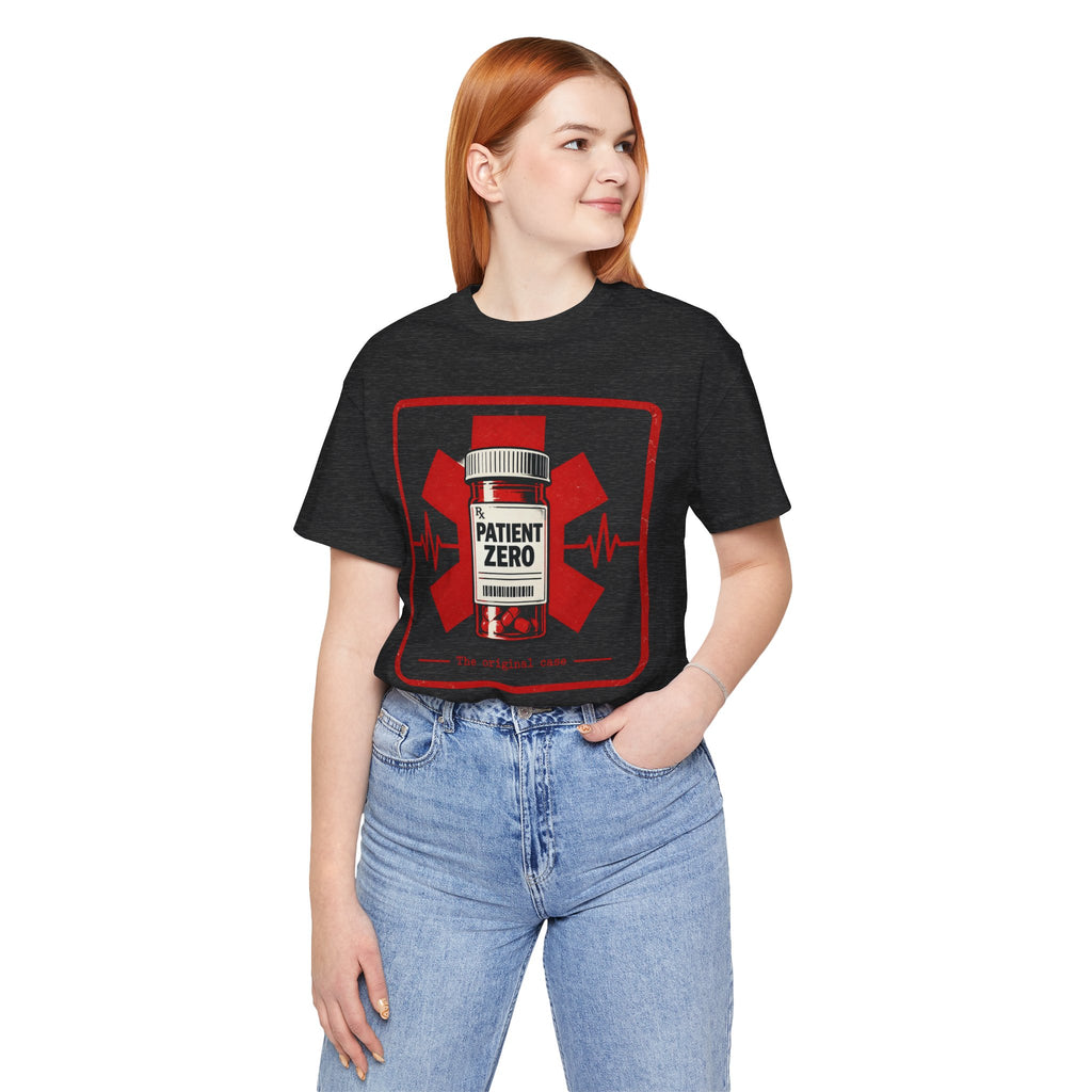 Patient Zero Tee – Medical Biohazard Pill Bottle Graphic T-Shirt