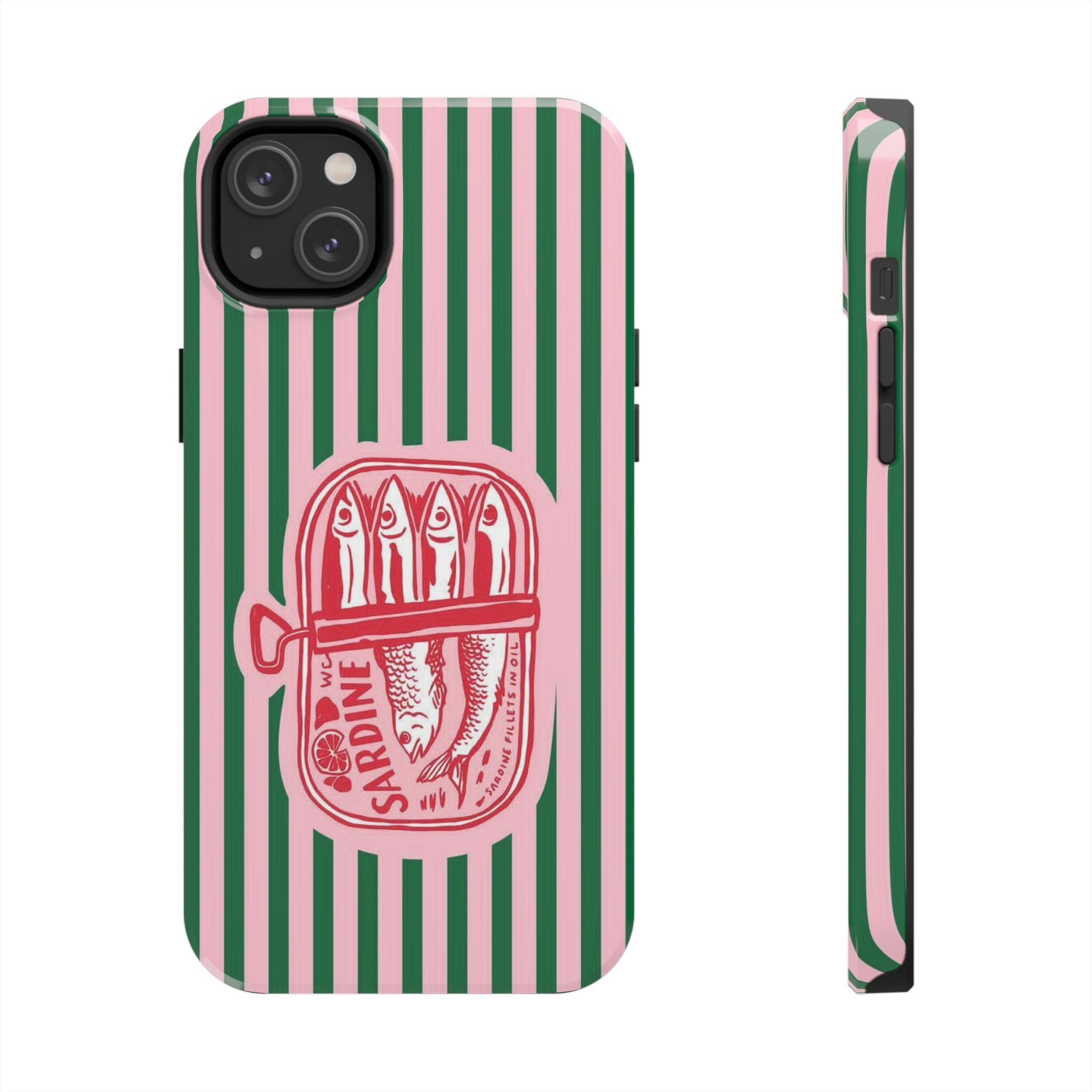 Sardine Stripes Tough Phone Case — Retro Pink & Green Protective Phone Cover