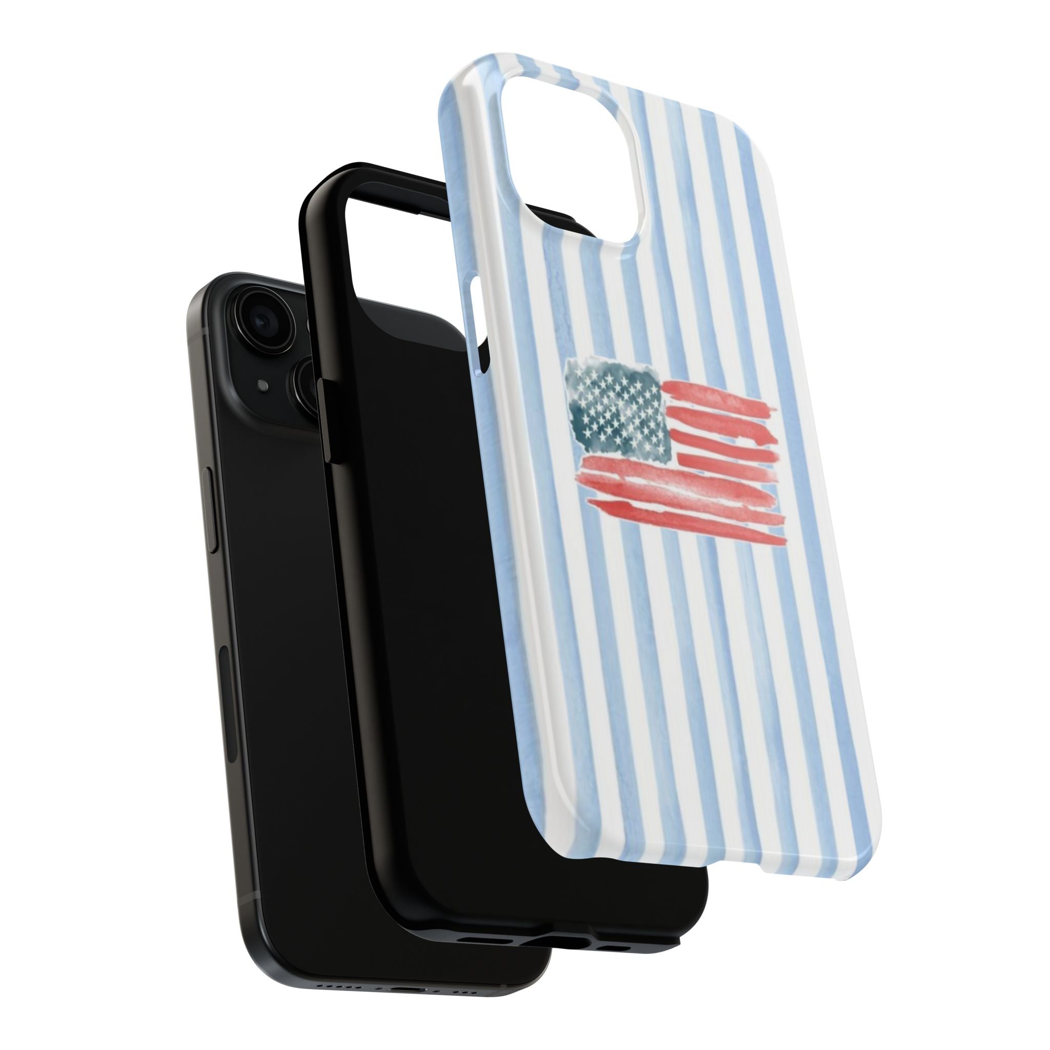 American Flag Watercolor Tough Phone Case — Blue Striped Patriotic Phone Case