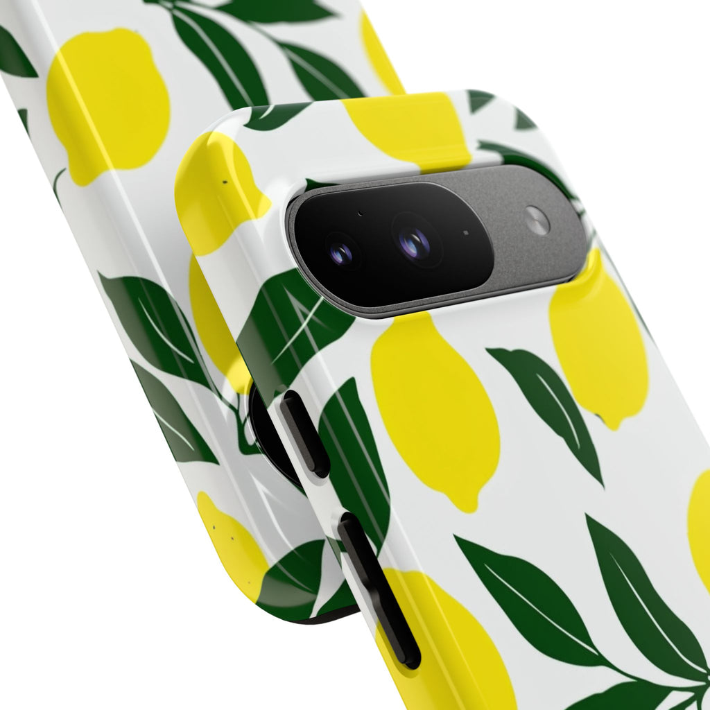 Lemon Pattern Tough Phone Case — Bright Citrus Protective Cover
