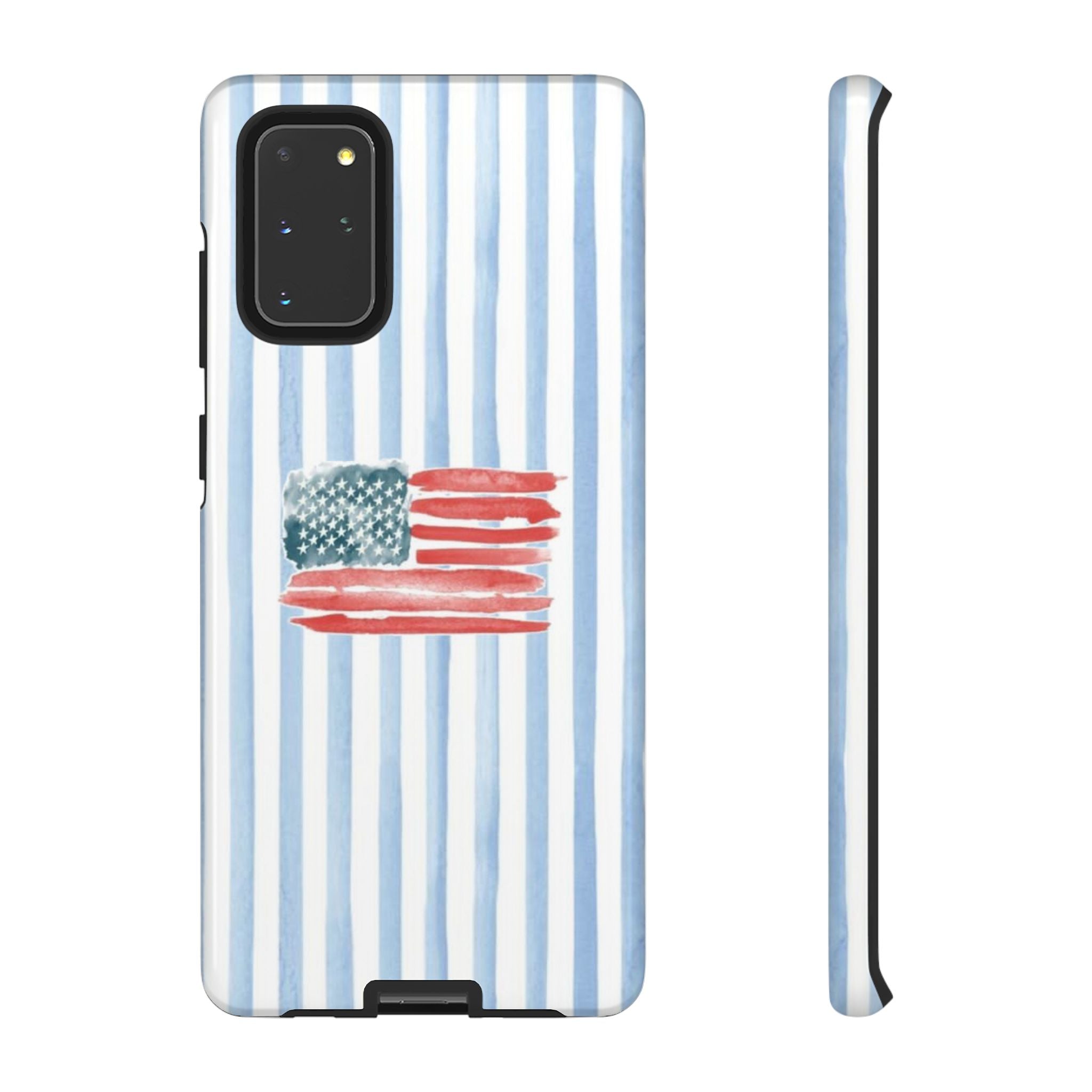 American Flag Watercolor Phone Case - Blue Stripe Tough Case