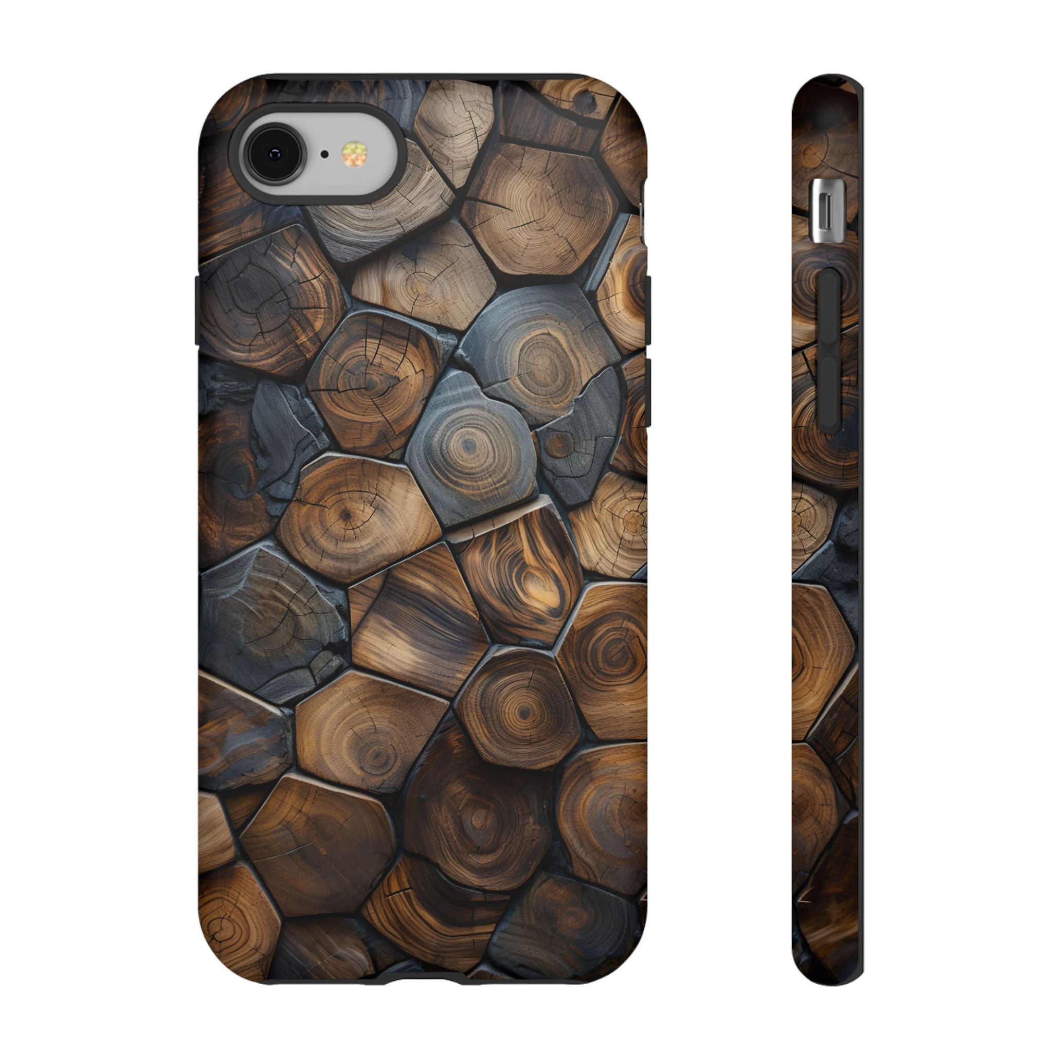 Wood Grain Hex Phone Case — Rustic Geometric iPhone Protection
