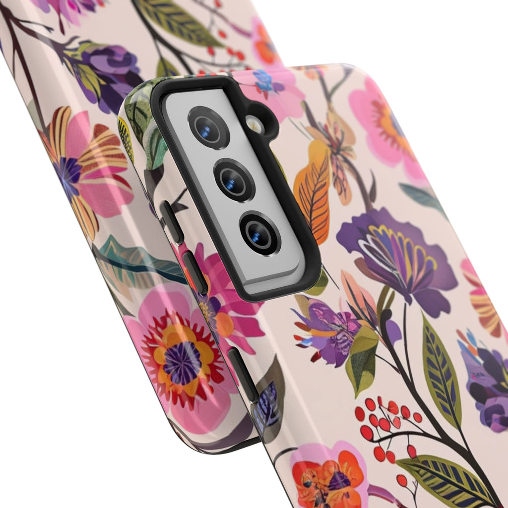 Floral Tough Phone Case – Colorful Botanical Flower Design