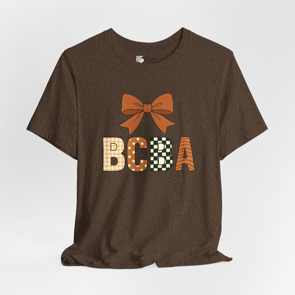 Fall Bow 'BCCA' Graphic Tee — Plaid & Checker Pattern Seasonal Shirt