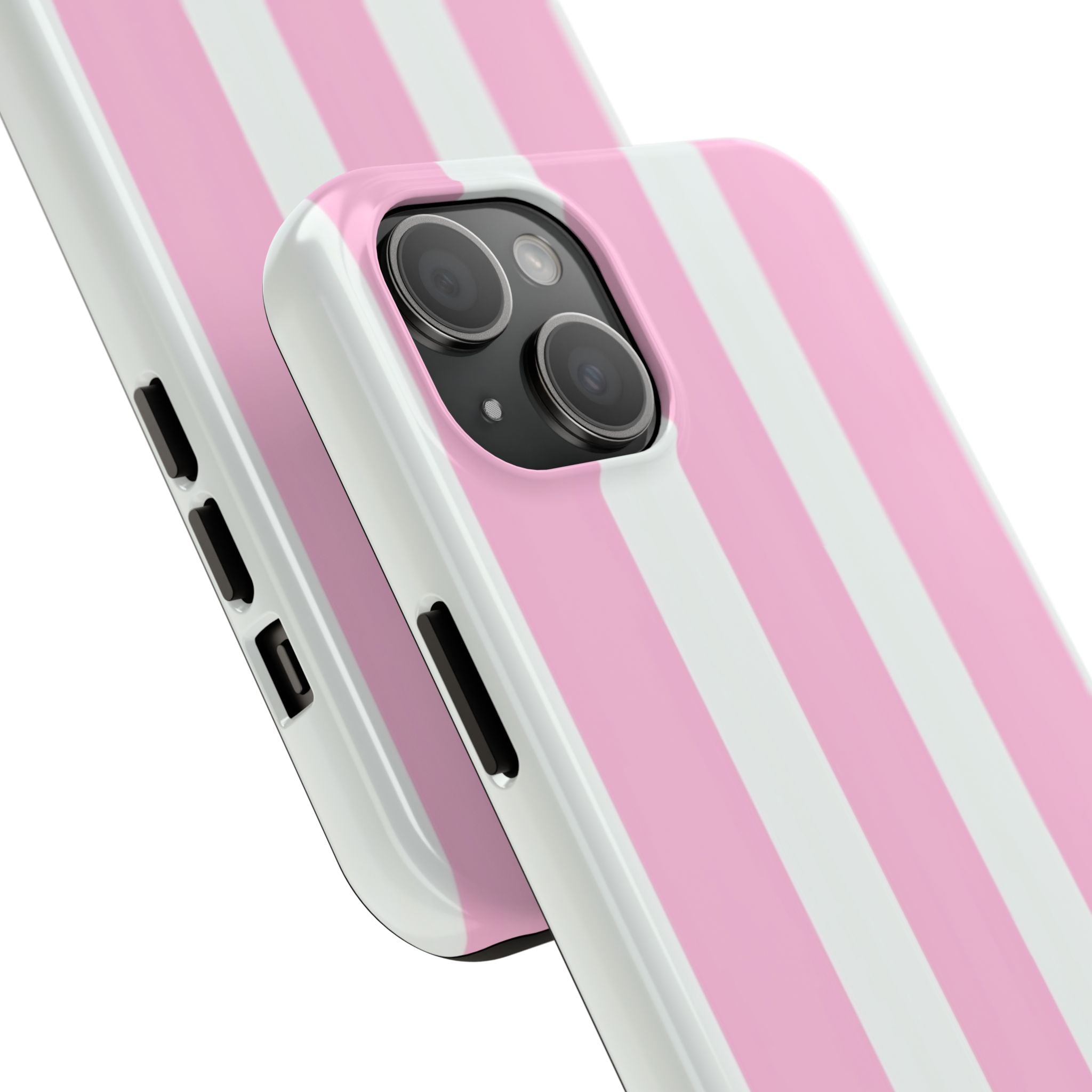 Pink & White Stripe Tough Phone Case — Protective Stripe iPhone Cover