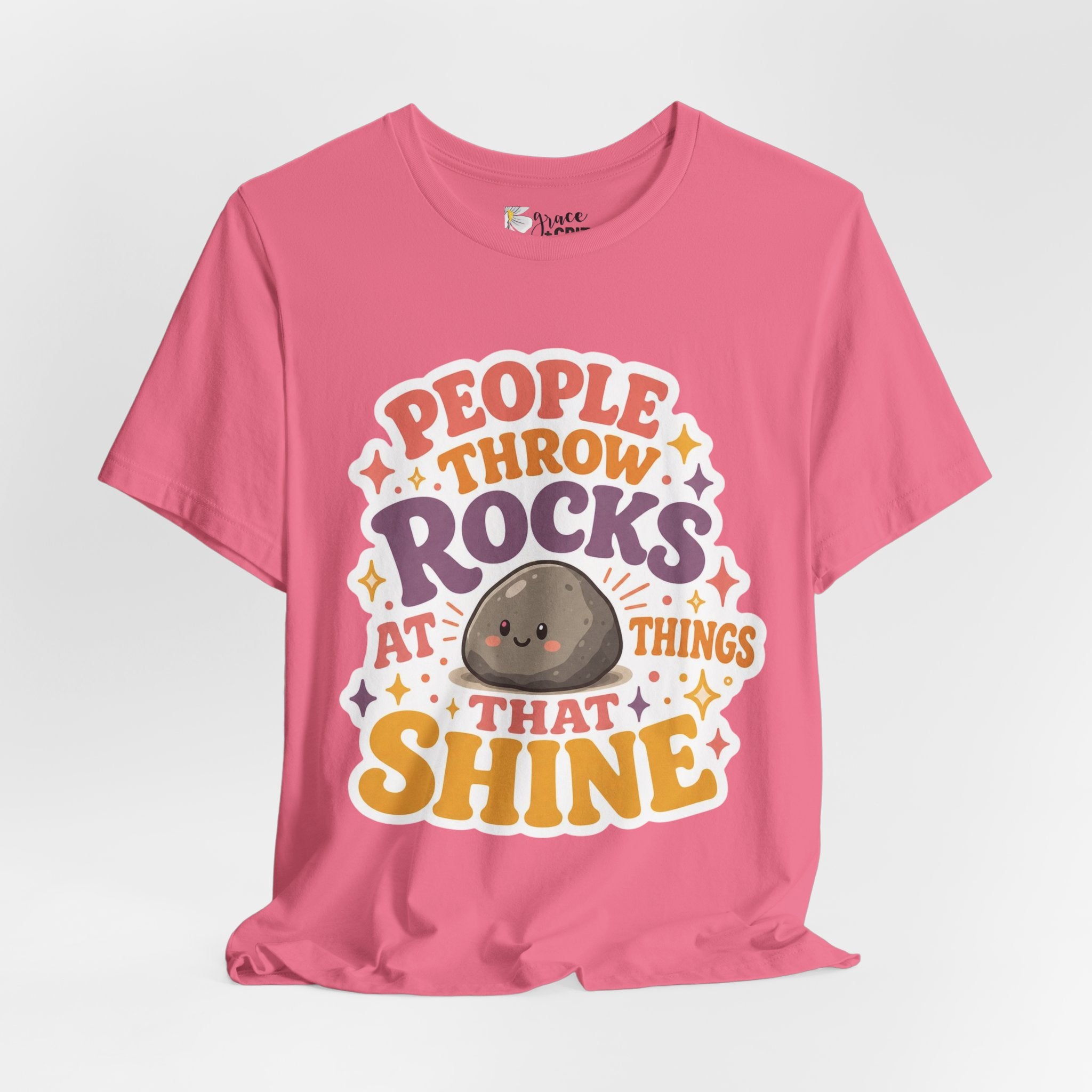 People Throw Rocks at Things That Shine T-Shirt | Cute Rock Illustration