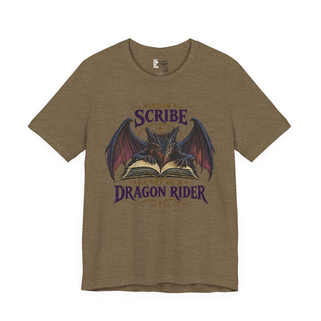 Scribe Dragon Rider T-Shirt — "Mind of a Scribe, Heart of a Dragon Rider" Fantasy Tee