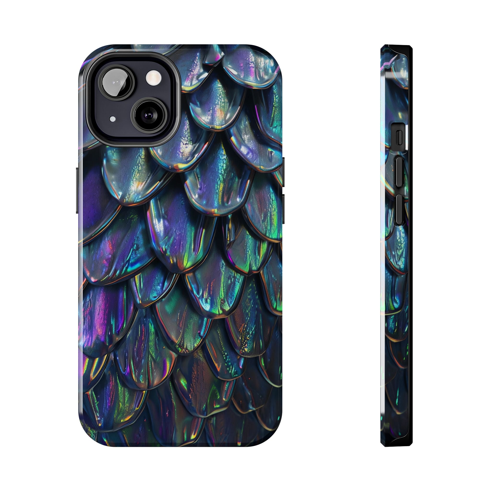 Holographic Mermaid Scale Tough Phone Case — Iridescent Protective Phone Cover
