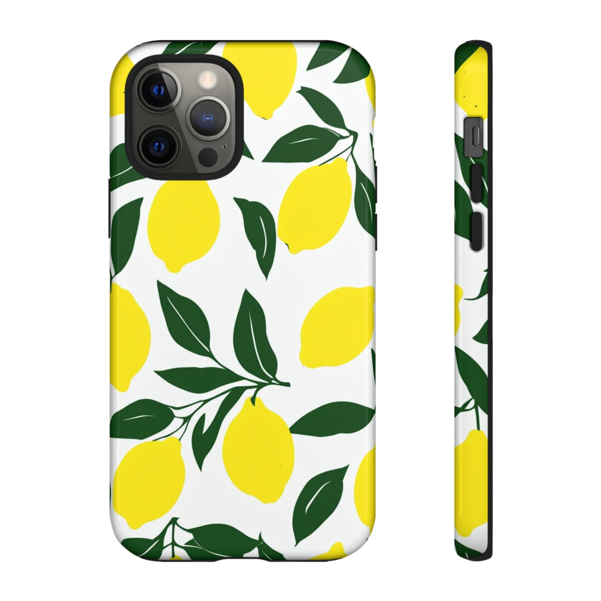 Lemon Pattern Tough Phone Case — Bright Citrus Protective Cover