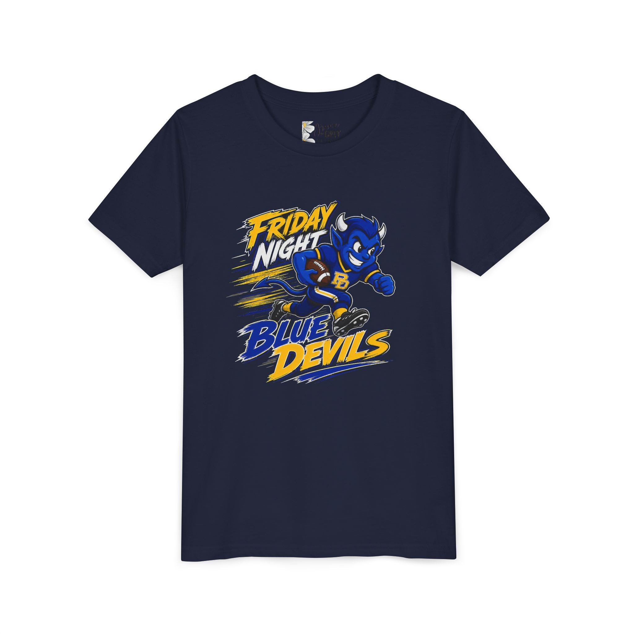 Friday Night Blue Devils Youth T‑Shirt – Football Mascot Tee