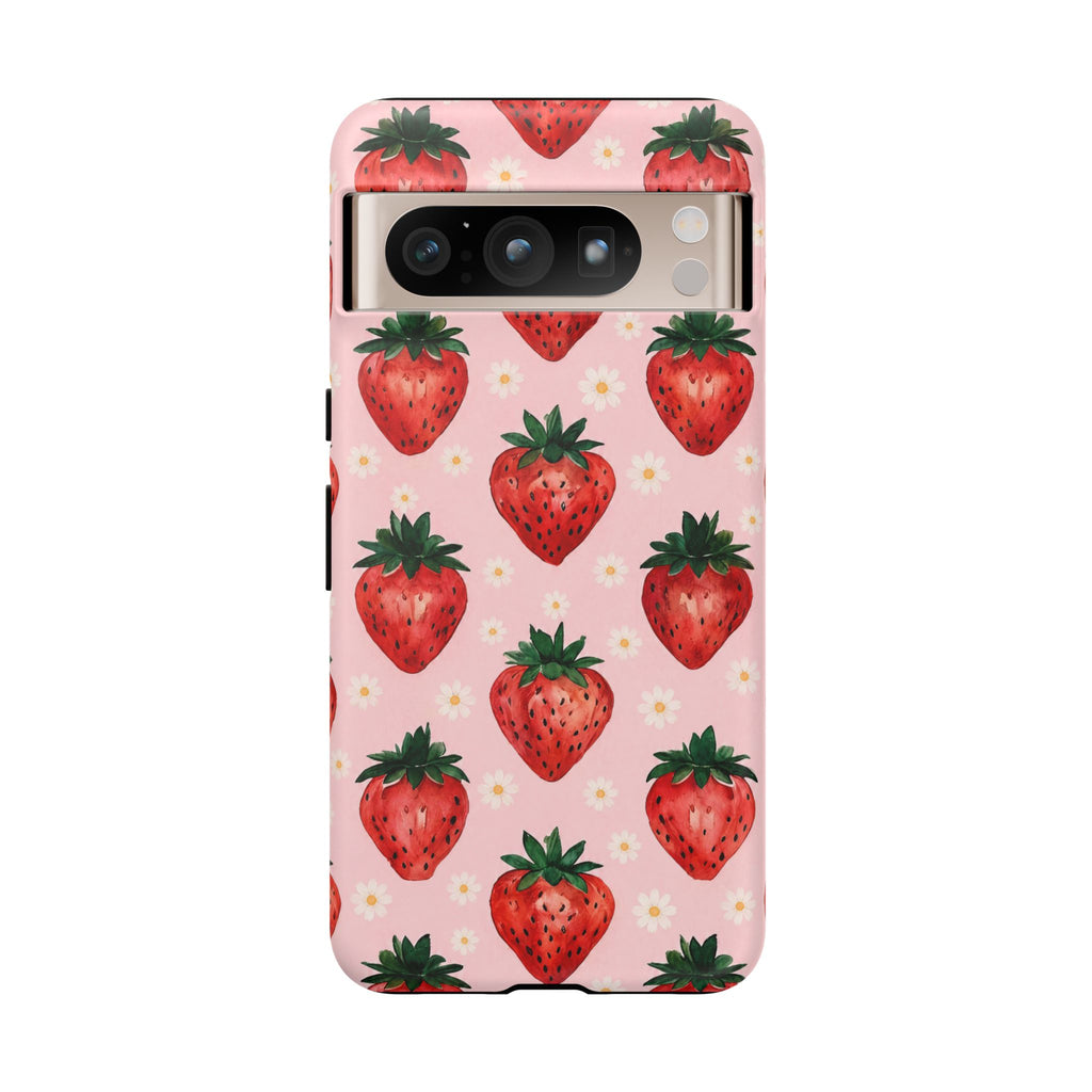 Strawberry Pattern Tough Case — Cute Pink Fruit Phone Case