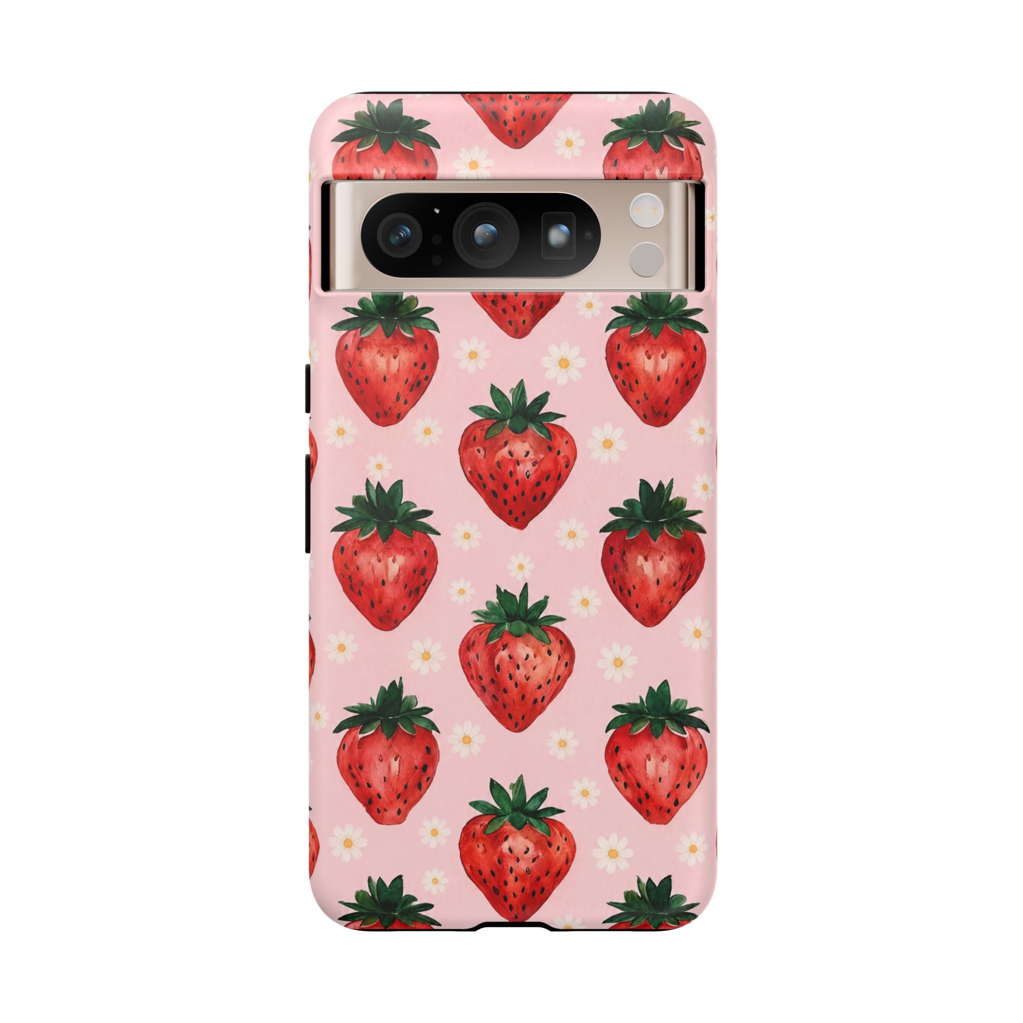 Strawberry Pattern Tough Case — Cute Pink Fruit Phone Case