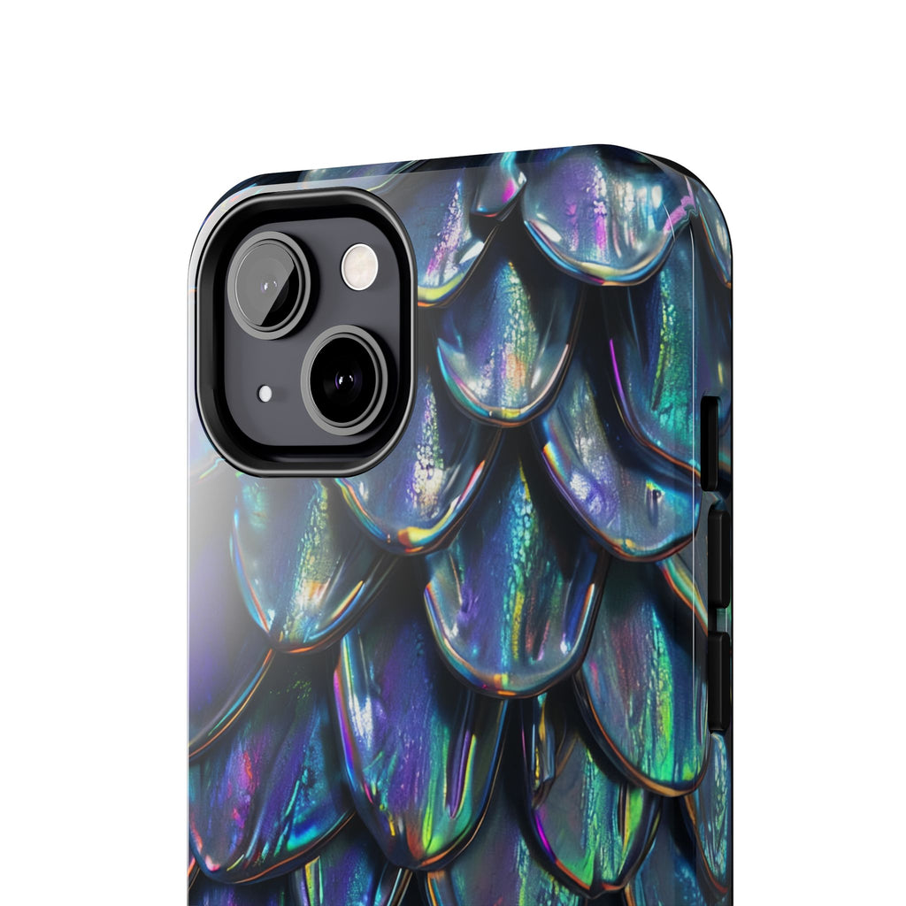 Holographic Mermaid Scale Tough Phone Case — Iridescent Protective Phone Cover