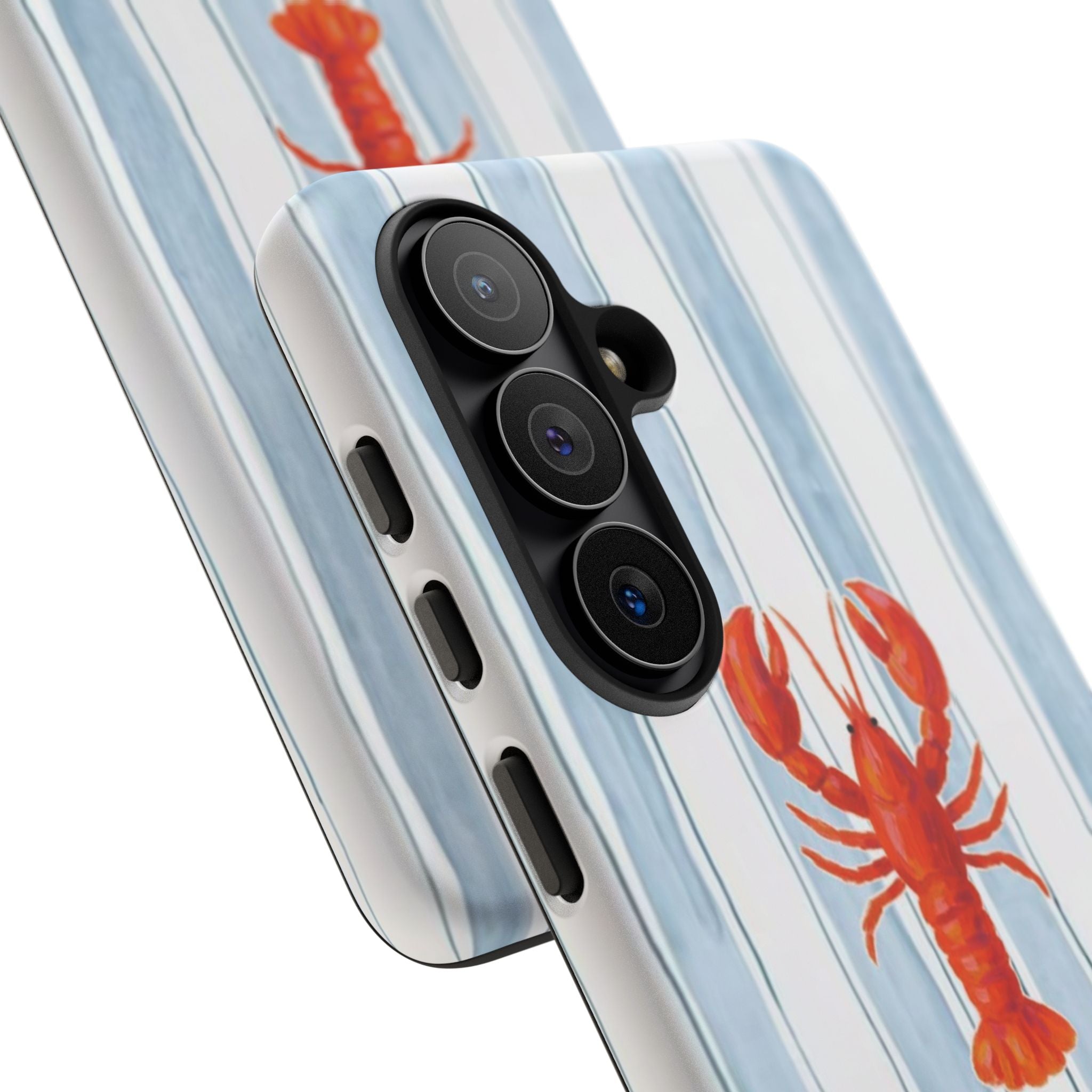 Lobster Stripe Phone Case — Nautical Blue & White Protective Cover