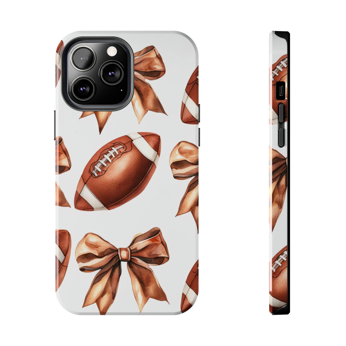 Tough Phone Case – Football & Bow Pattern