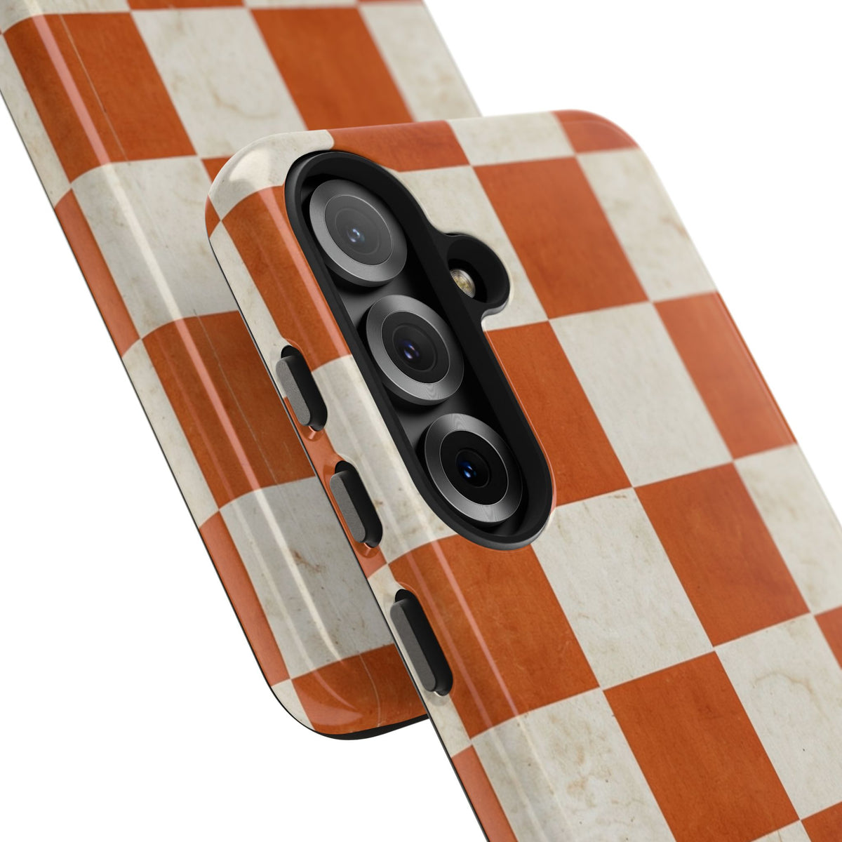 Orange and Cream Checkerboard Tough Phone Case