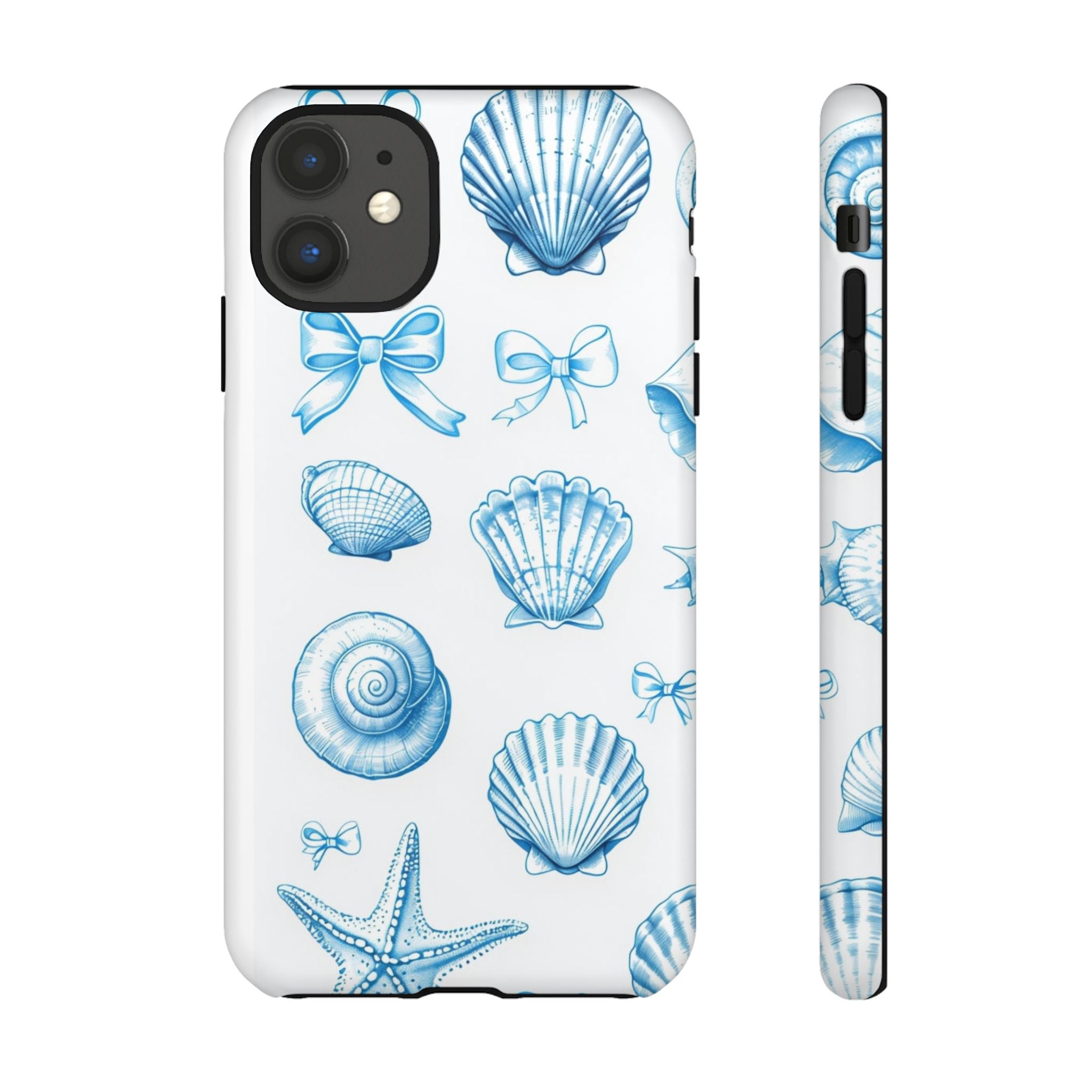 Seaside Shells Phone Case — Blue Nautical Shell & Starfish Pattern