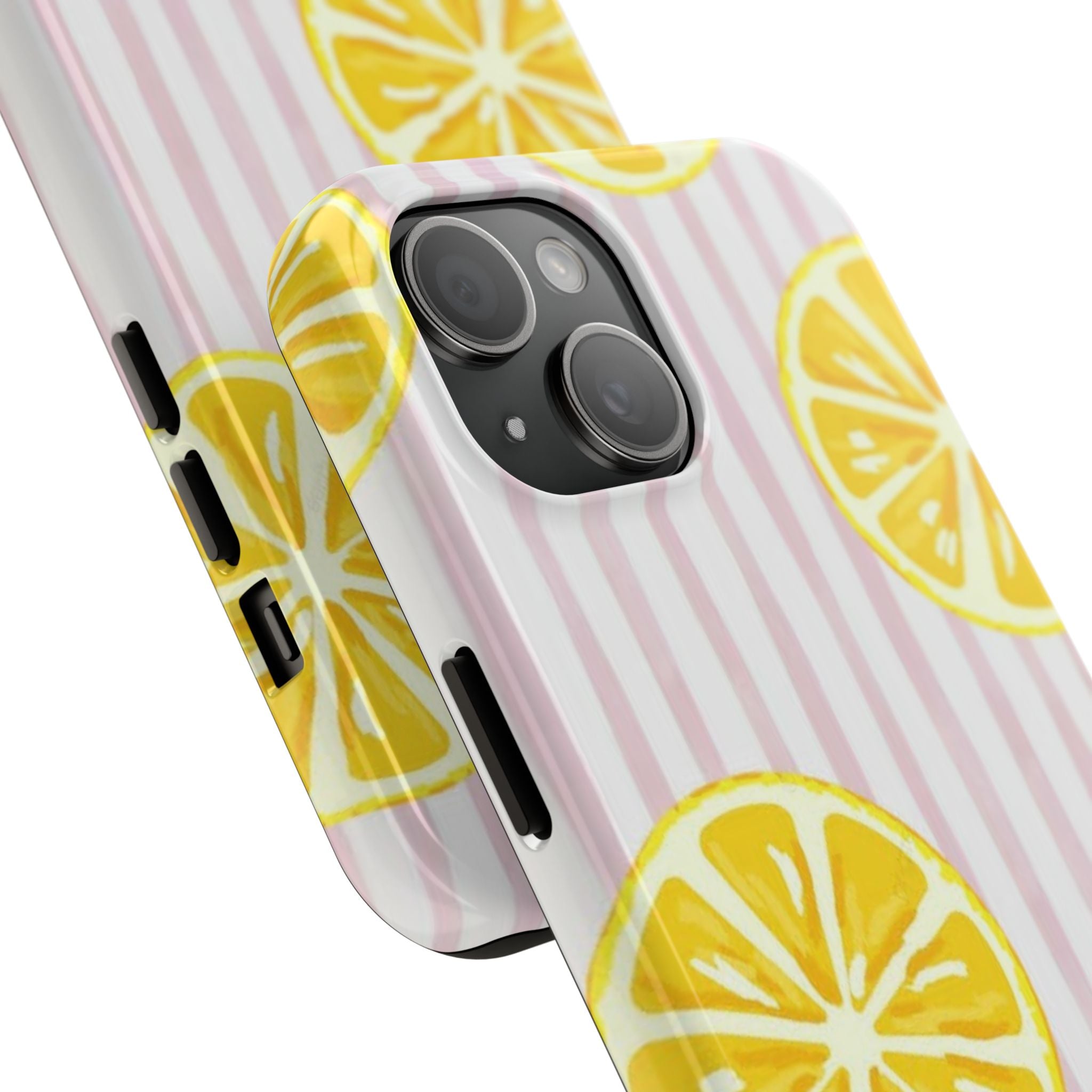 Lemon Slice Tough Phone Case — Pink Stripe Summer Protective Cover