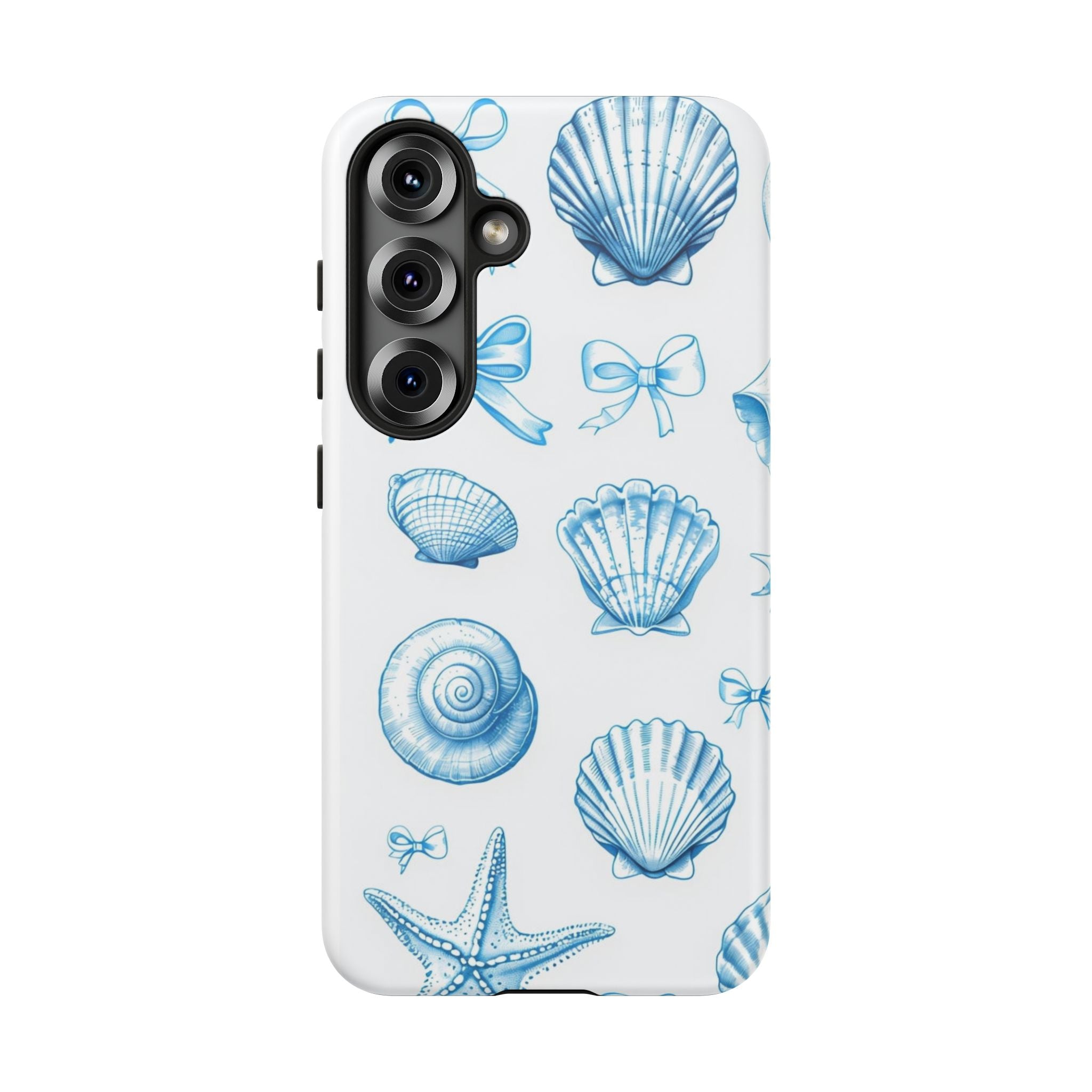 Seaside Shells Phone Case — Blue Nautical Shell & Starfish Pattern