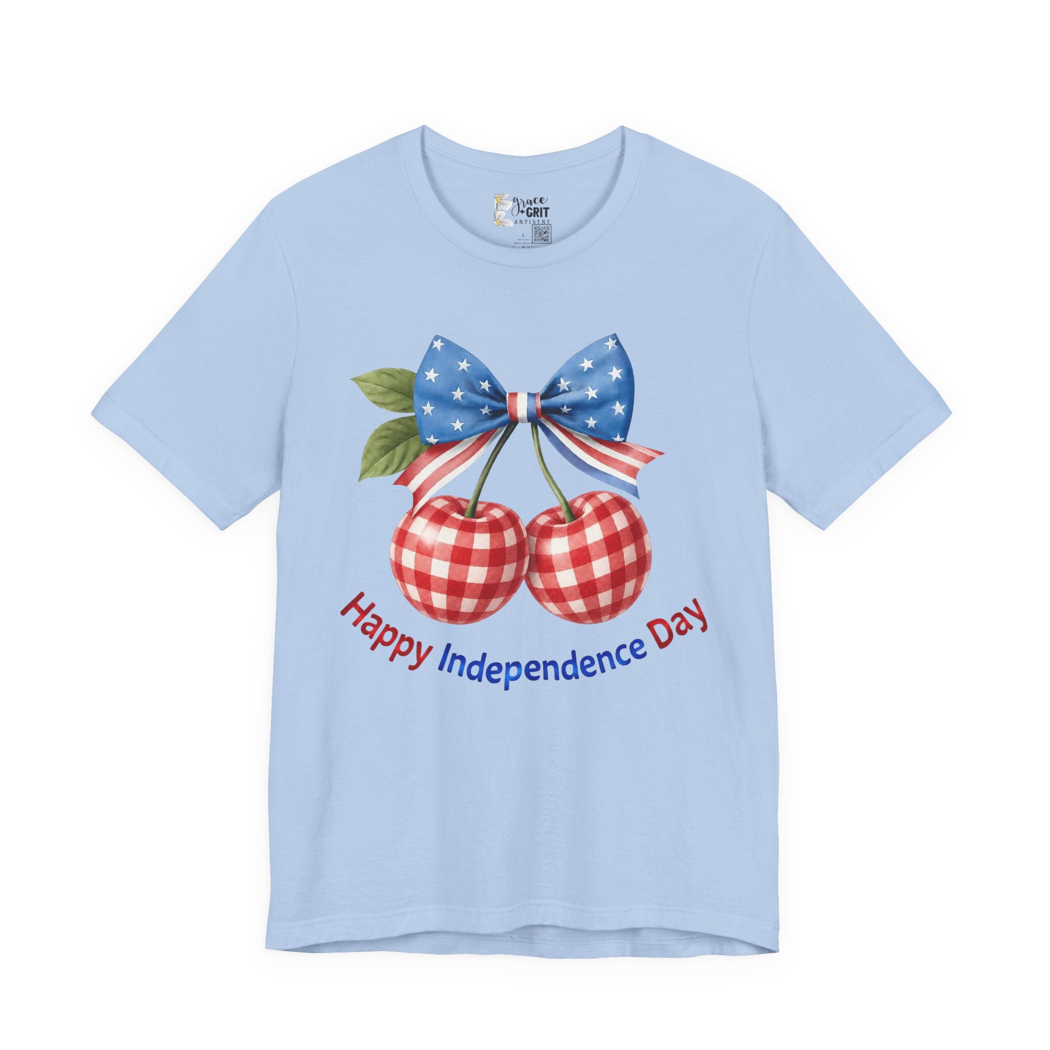 Independence Day Cherry Tee — Patriotic Bow 'Happy Independence Day' T-Shirt