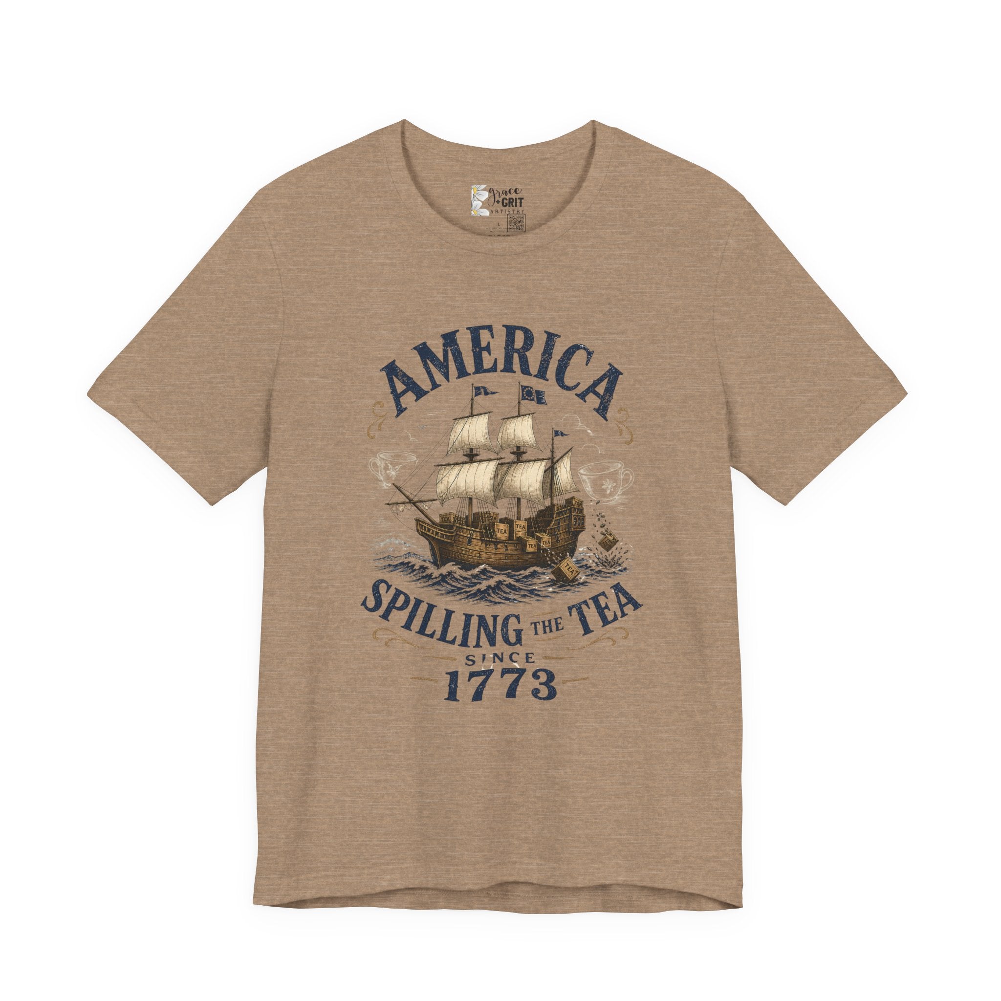America Spilling the Tea 1773 T‑Shirt — Boston Tea Party Vintage Ship Tee