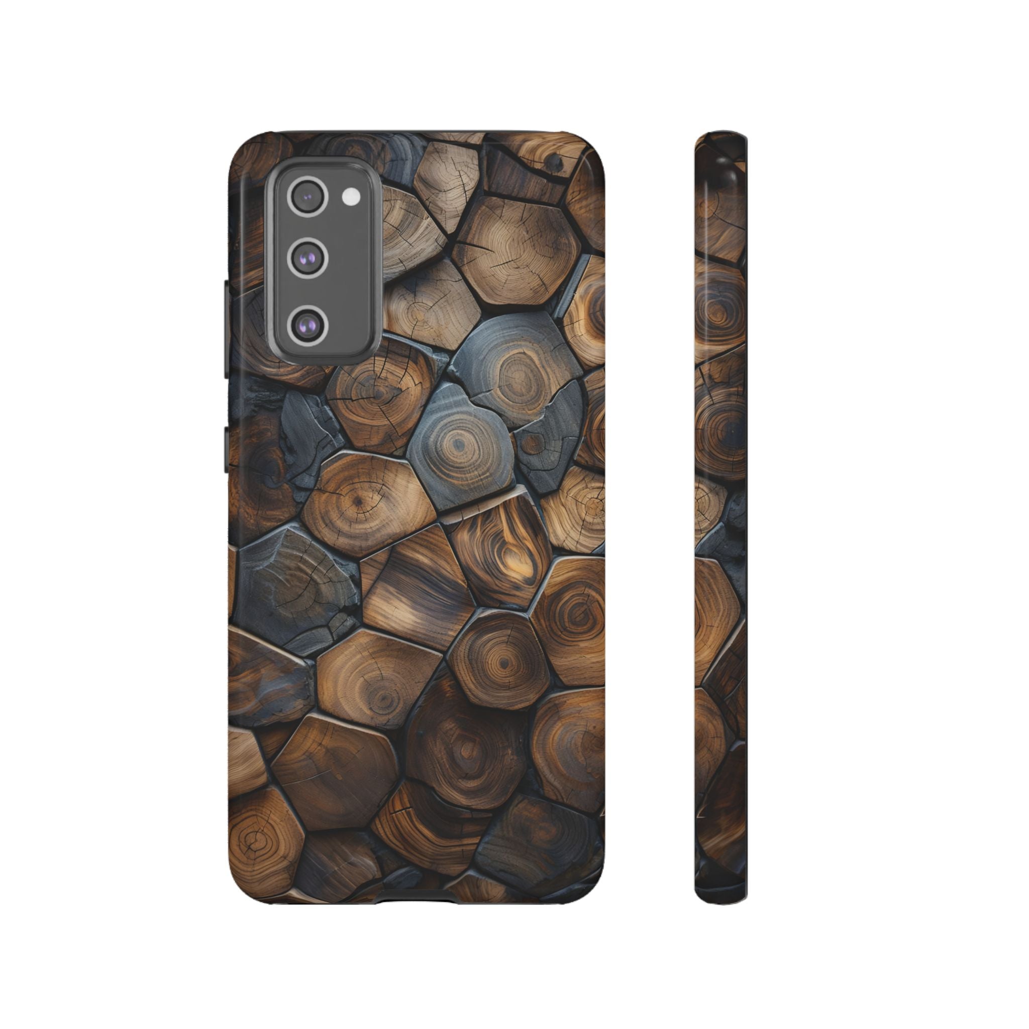 Wood Grain Hex Phone Case — Rustic Geometric iPhone Protection