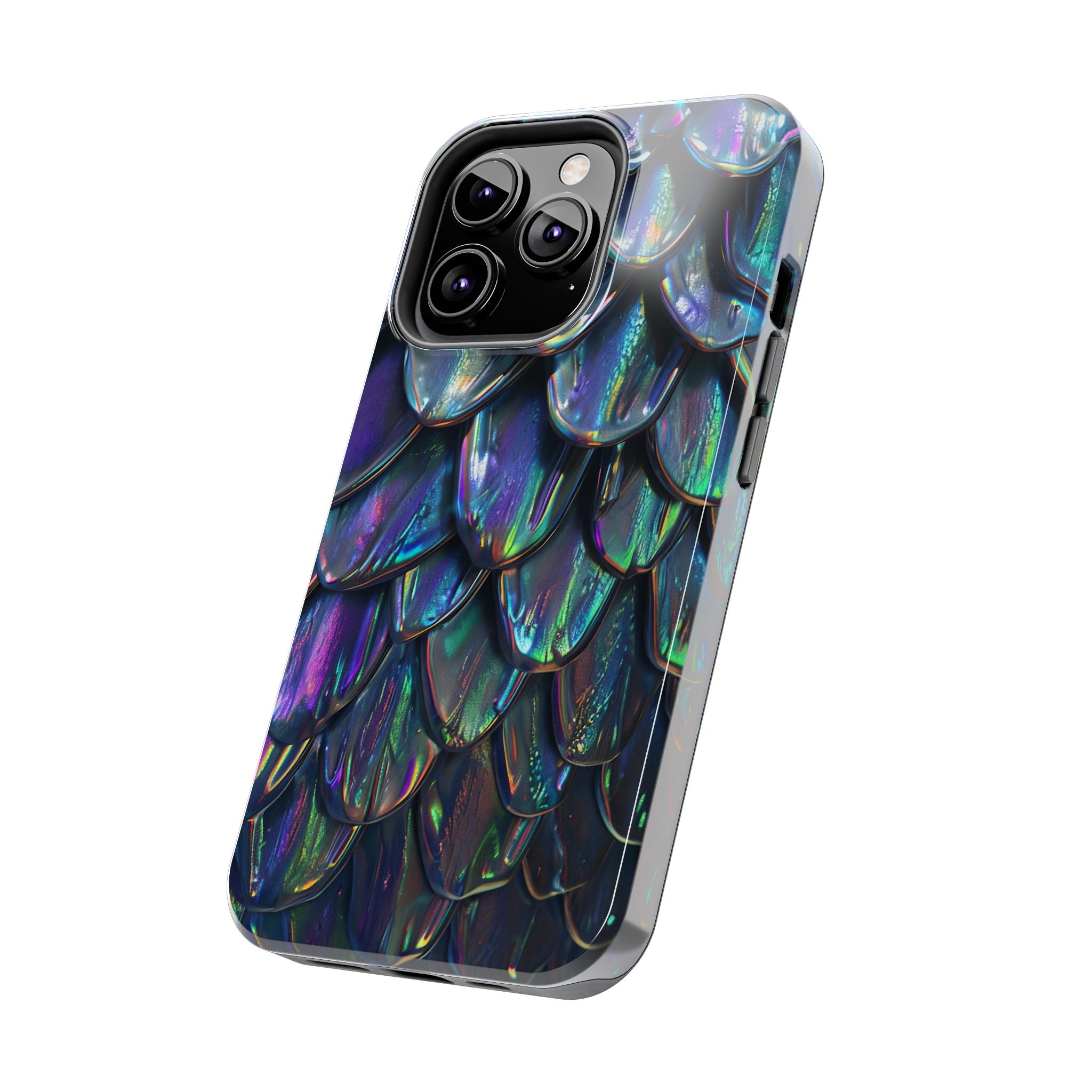 Holographic Mermaid Scale Tough Phone Case — Iridescent Protective Phone Cover