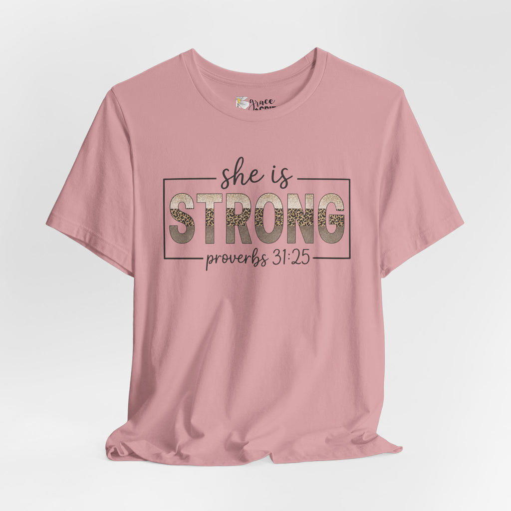 She Is Strong Floral Tee — Inspirational Women's Strength T-Shirt