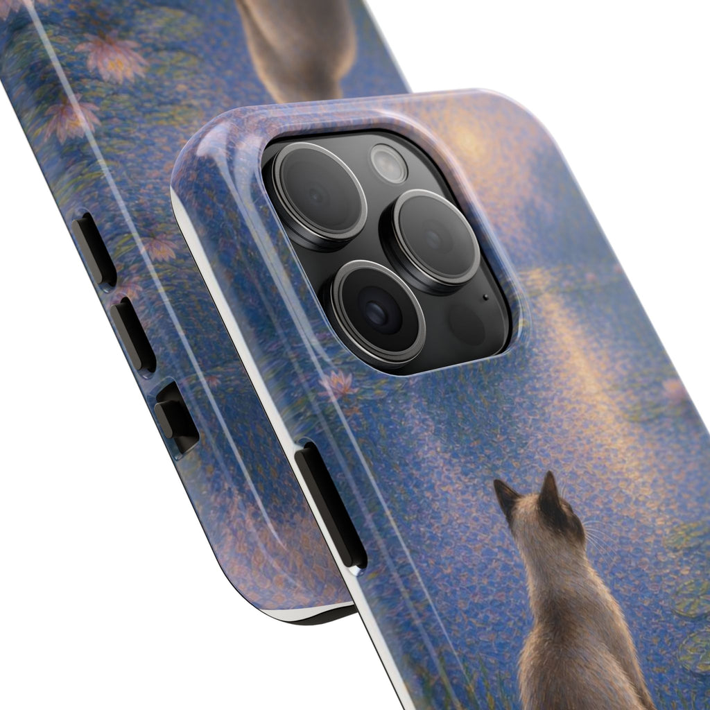 Siamese Cat by Moonlight Tough Phone Case – Waterlily Dream Protective Cover