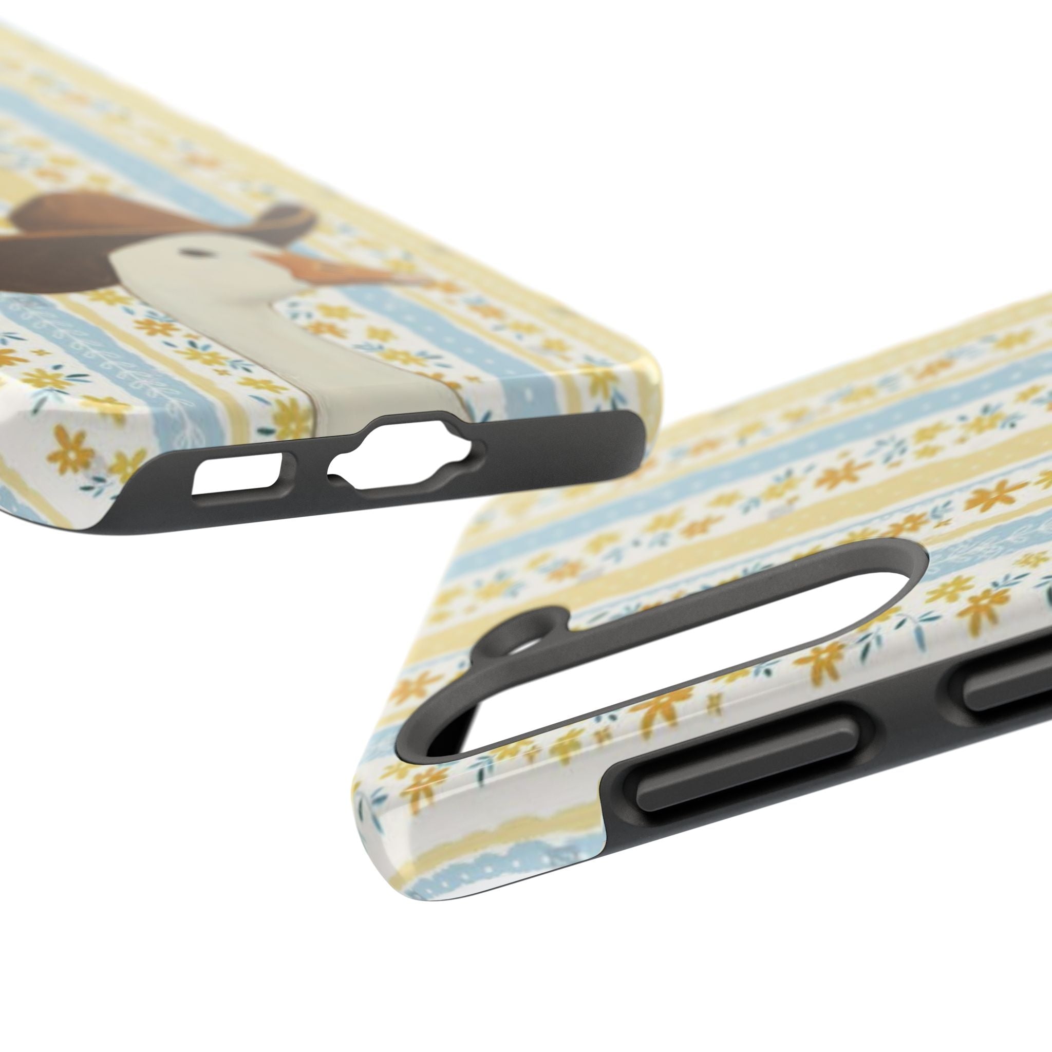 Cowboy Goose Tough Phone Case — Cute Farm Animal iPhone Case with Floral Stripes
