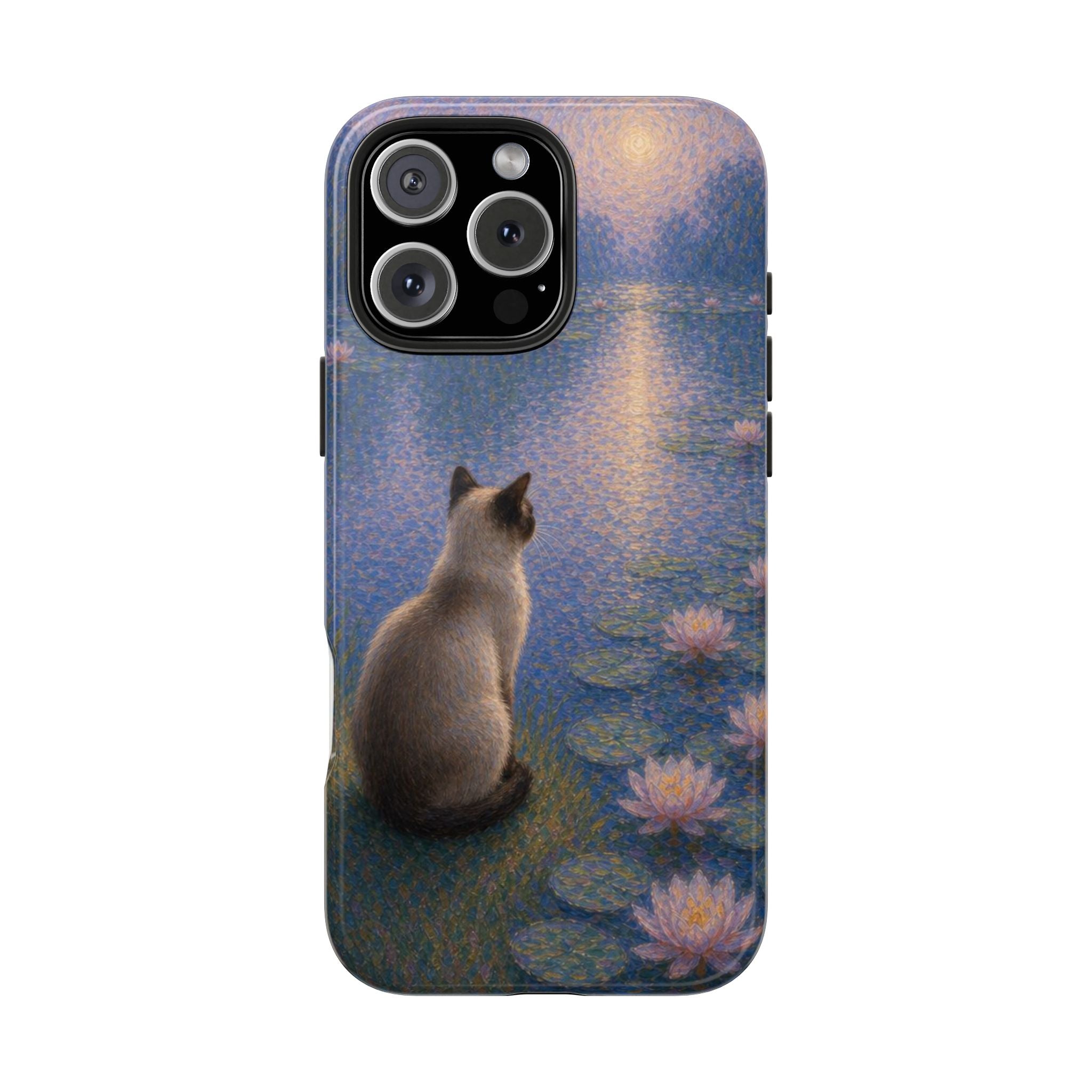 Siamese Cat by Moonlight Tough Phone Case – Waterlily Dream Protective Cover