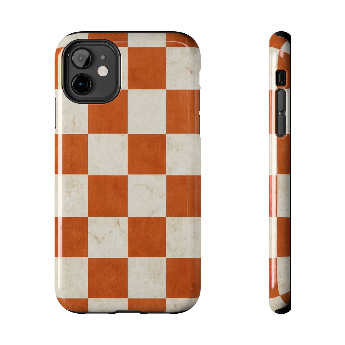 Orange and Cream Checkerboard Tough Phone Case
