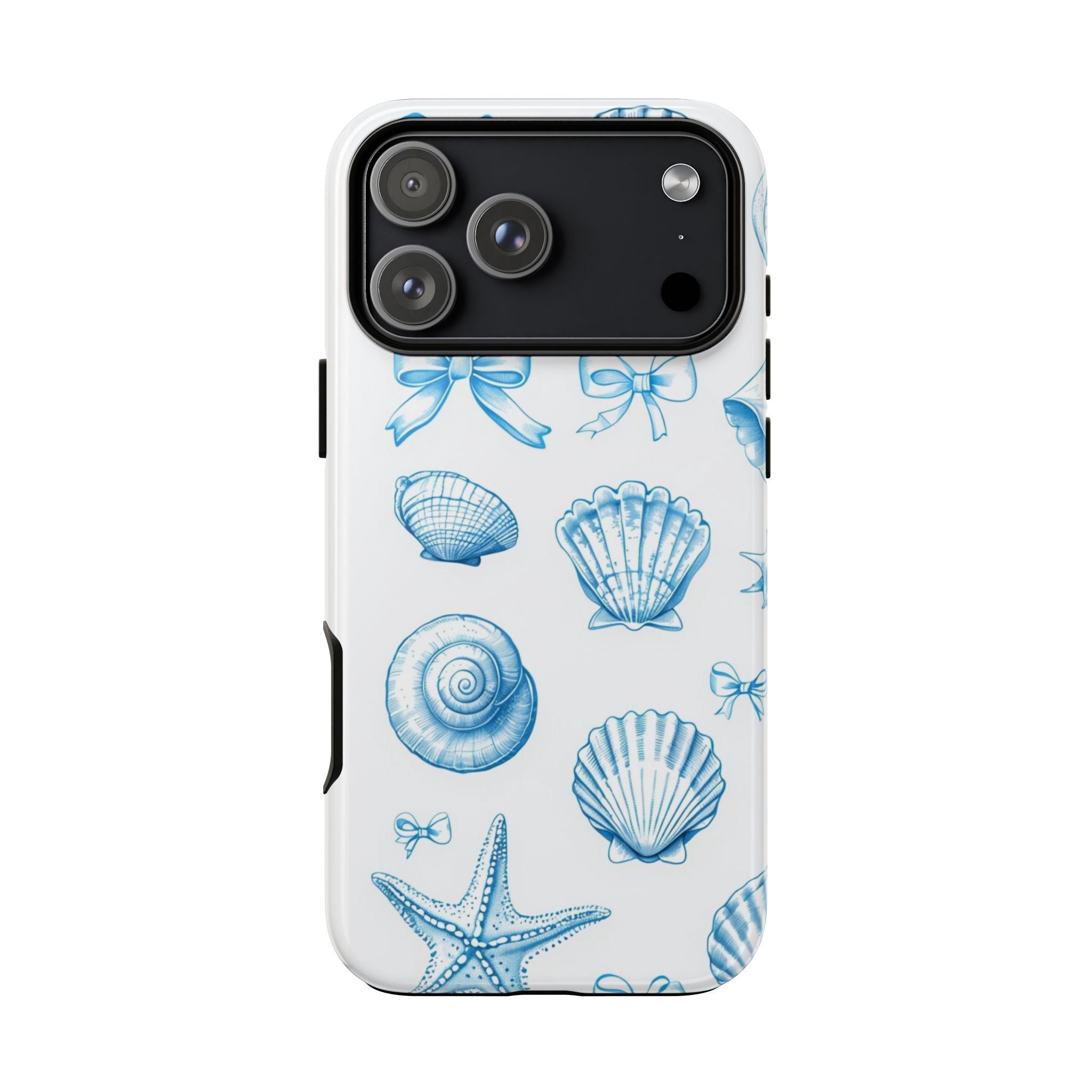 Seaside Shells Phone Case — Blue Nautical Shell & Starfish Pattern