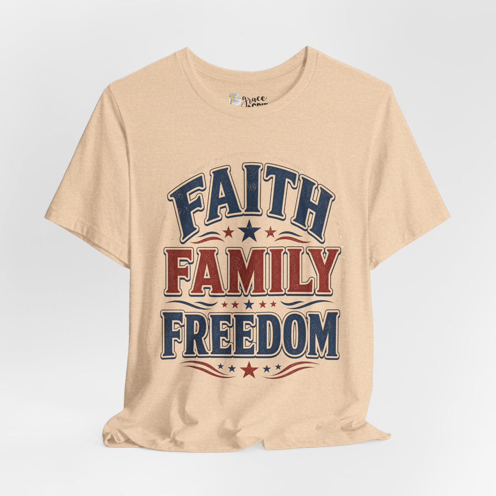 Faith Family Freedom Tee – Patriotic Vintage Graphic T-Shirt