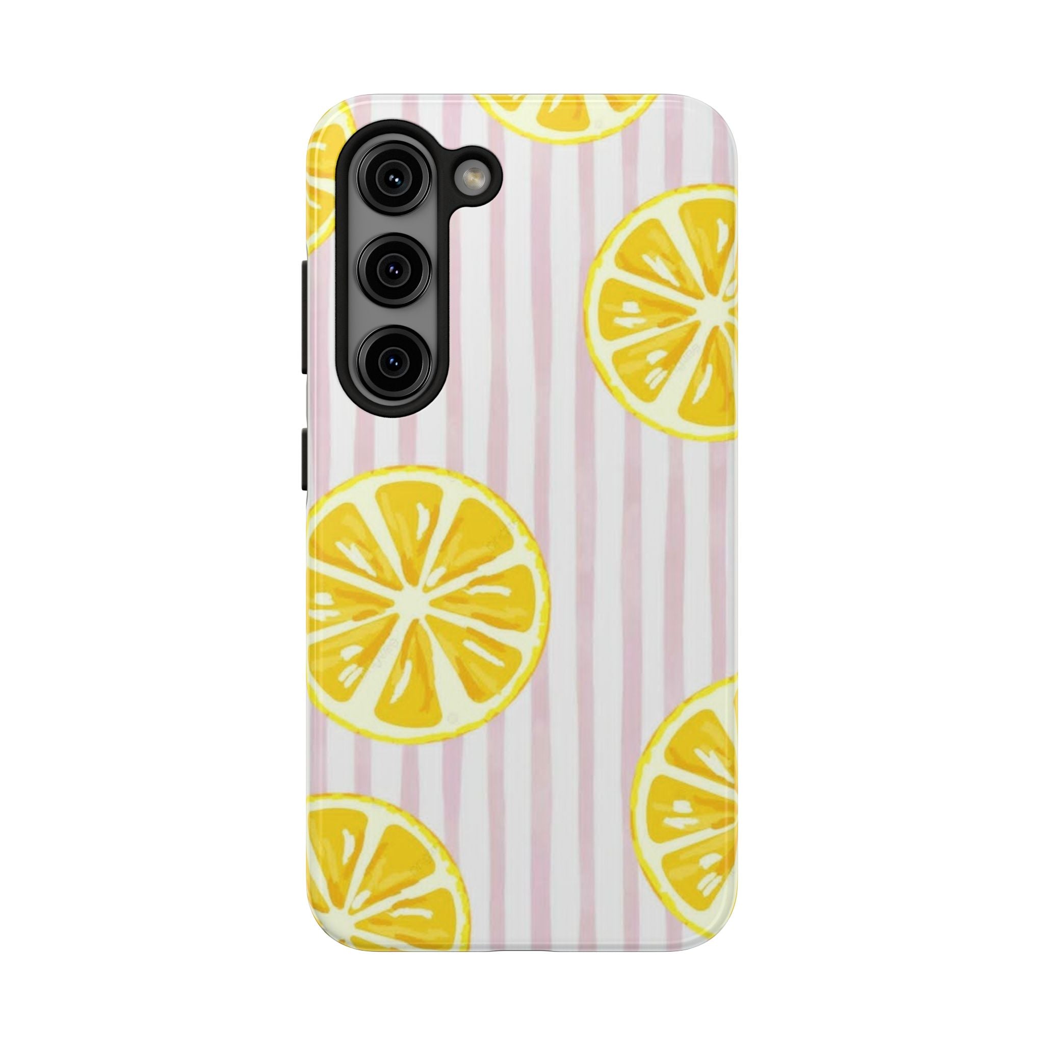 Lemon Slice Tough Phone Case — Pink Stripe Summer Protective Cover