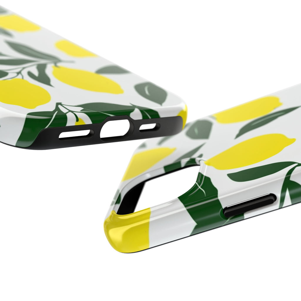 Lemon Pattern Tough Phone Case — Bright Citrus Protective Phone Cover