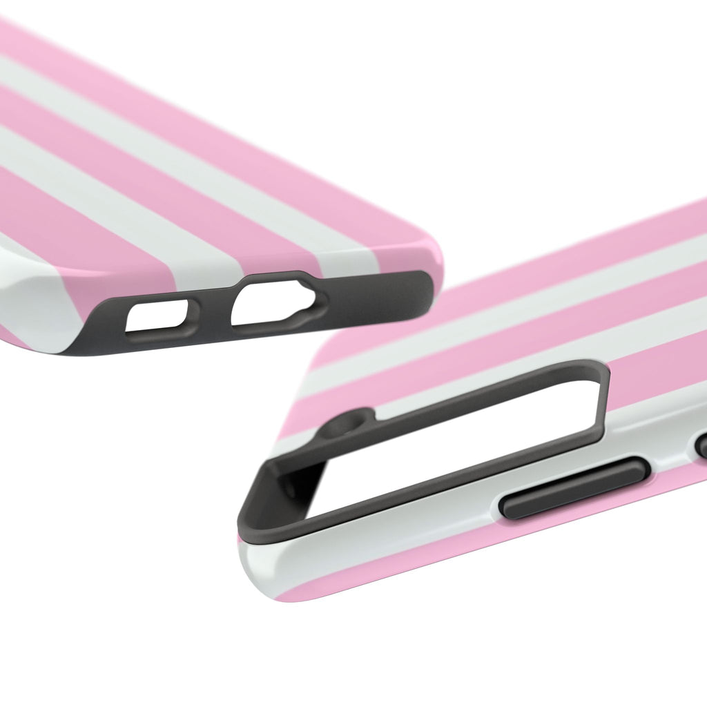 Pink & White Stripe Tough Phone Case — Protective Stripe iPhone Cover