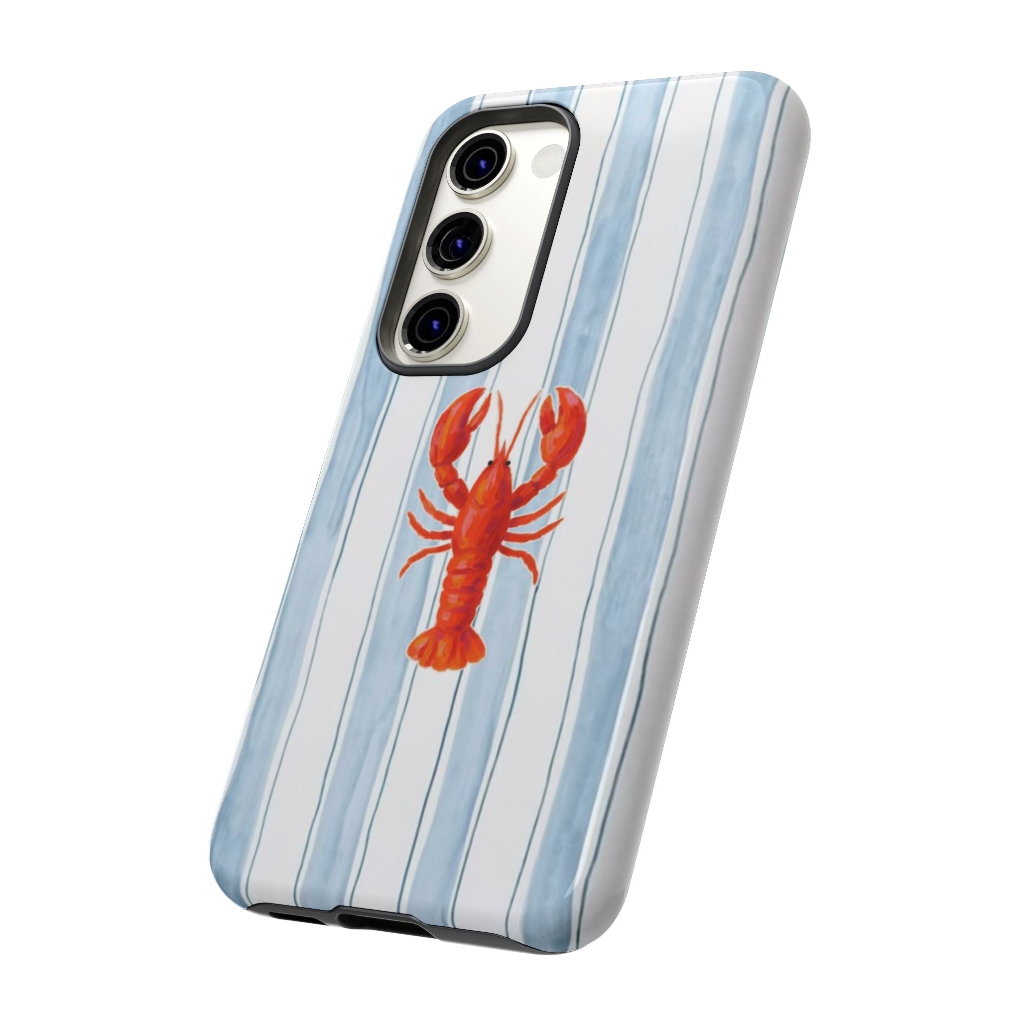 Lobster Stripe Phone Case — Nautical Blue & White Protective Cover