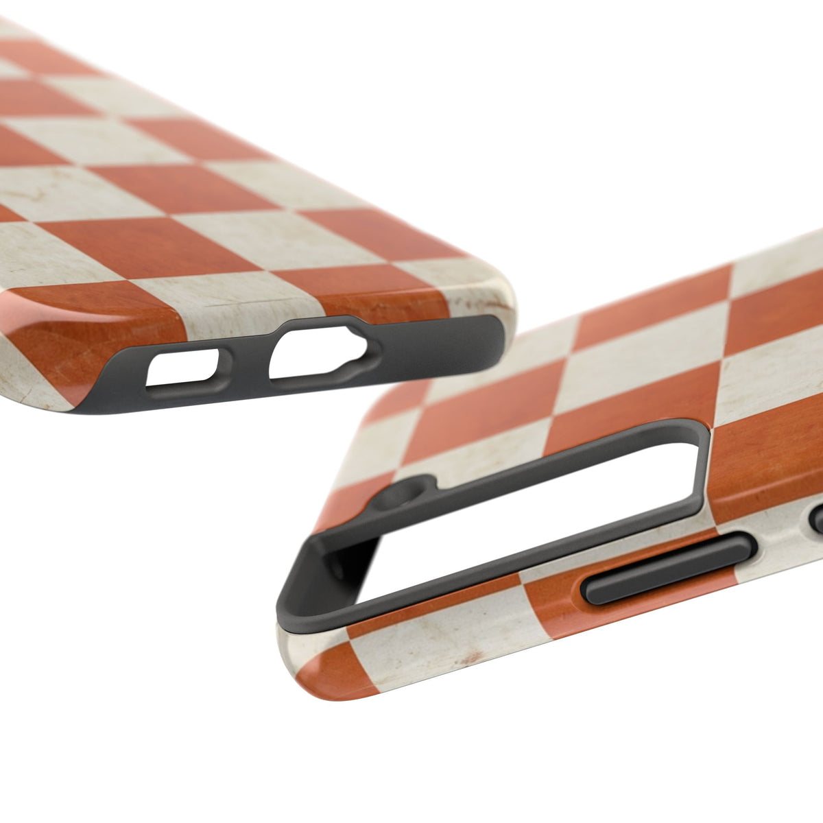 Orange and Cream Checkerboard Tough Phone Case