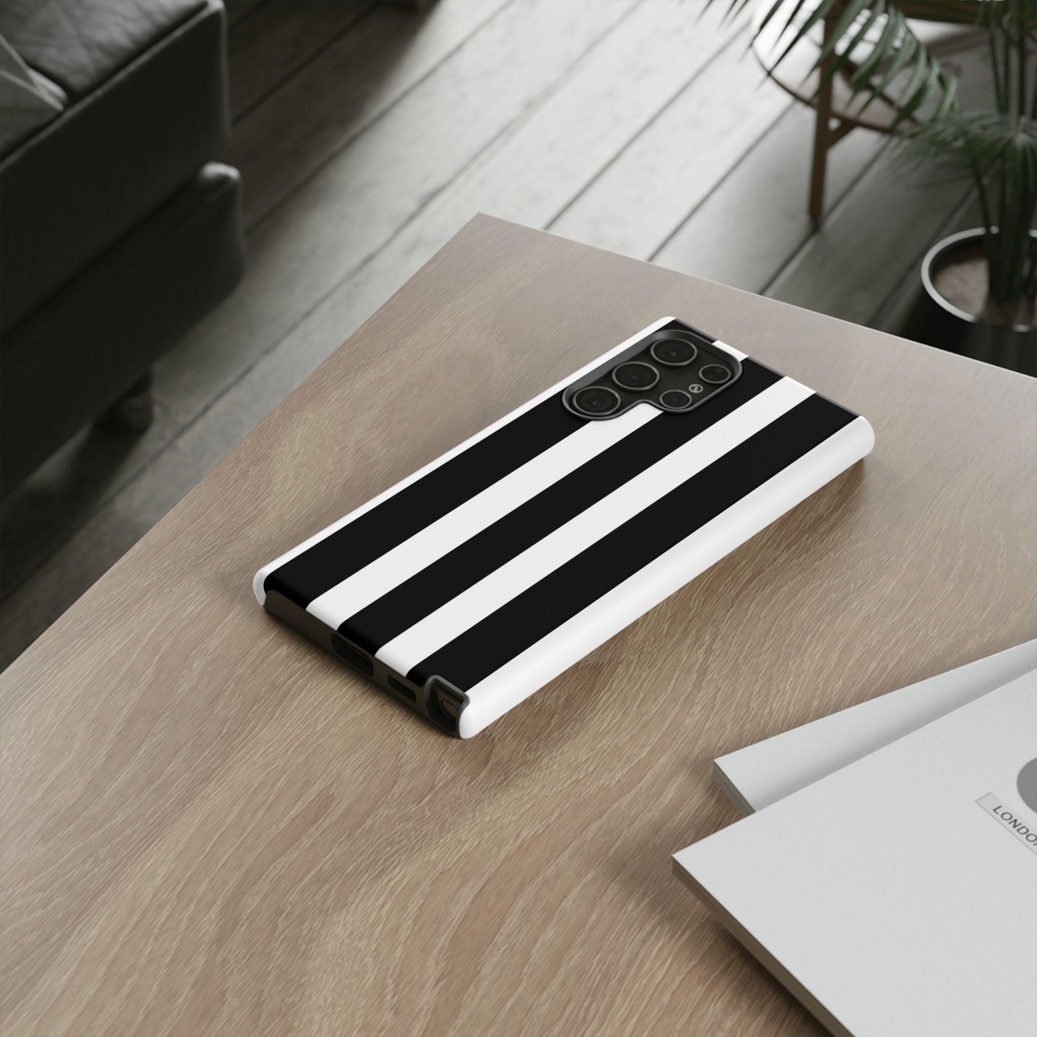 Black & White Vertical Stripe Phone Case — Tough Protective iPhone Cover